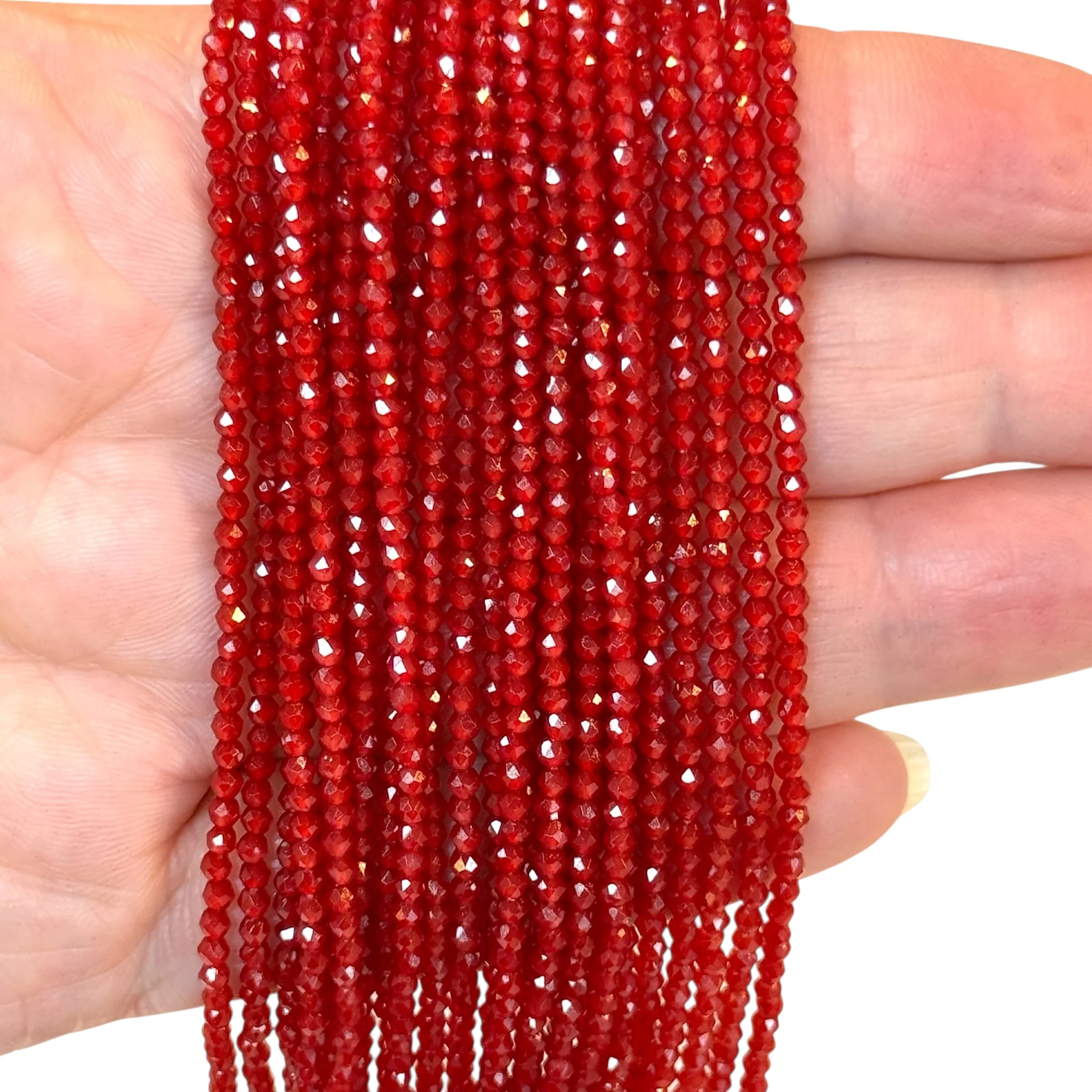 2mm Red Faceted Round Crystal Beads, PBC2R14