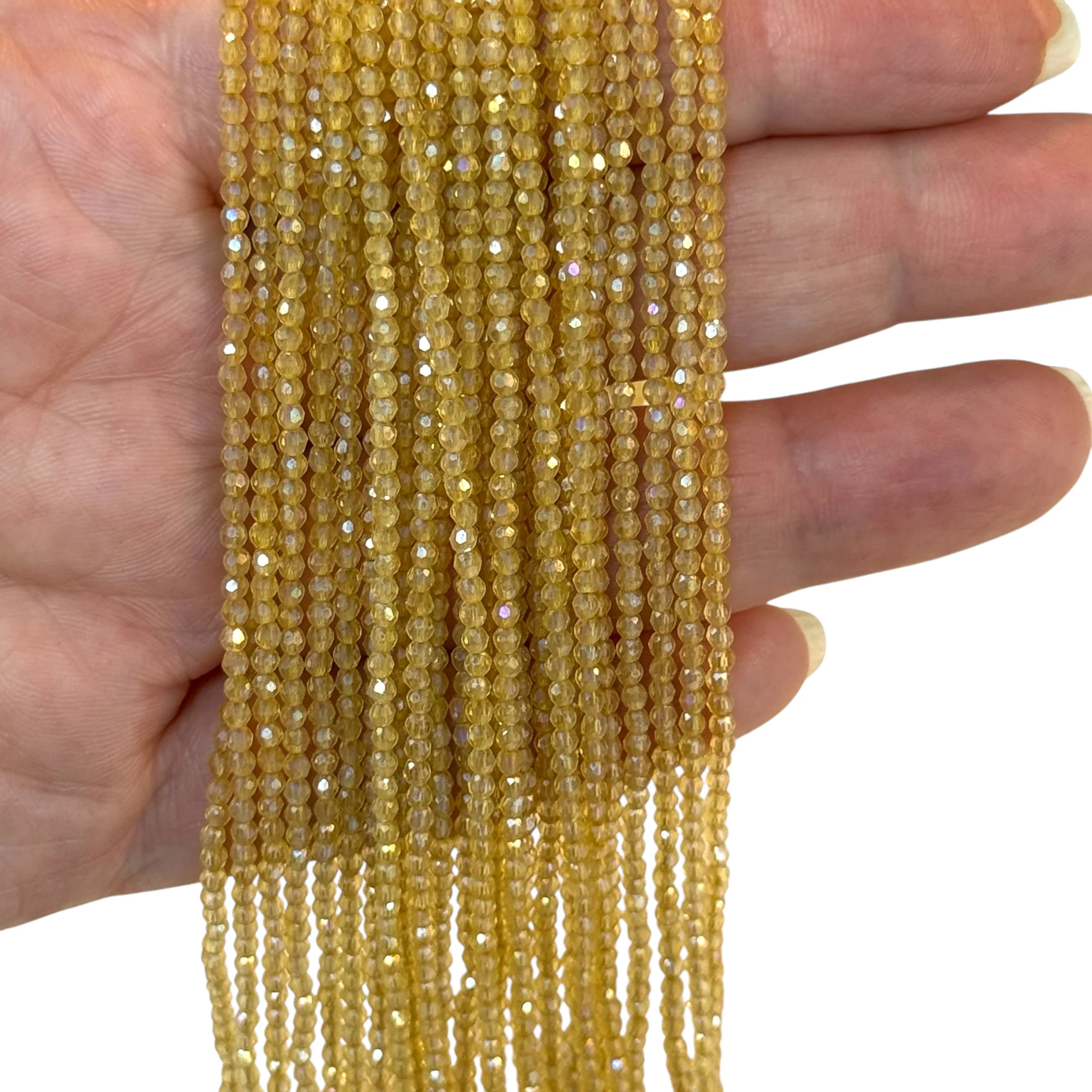 2mm Transparent Yellow Faceted Round Crystal Beads, PBC2R08
