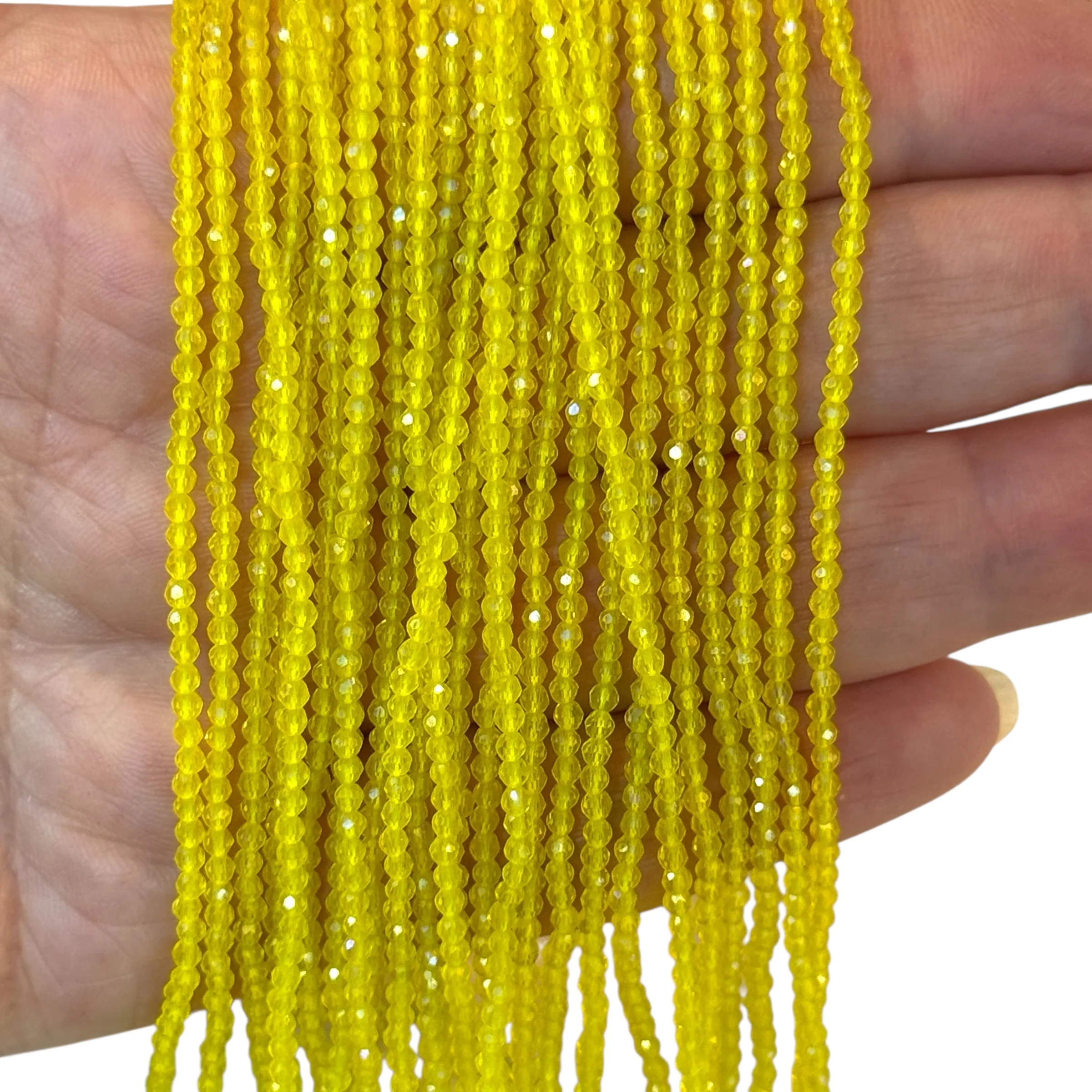 2mm Lemon Yellow Faceted Round Crystal Beads, PBC2R09