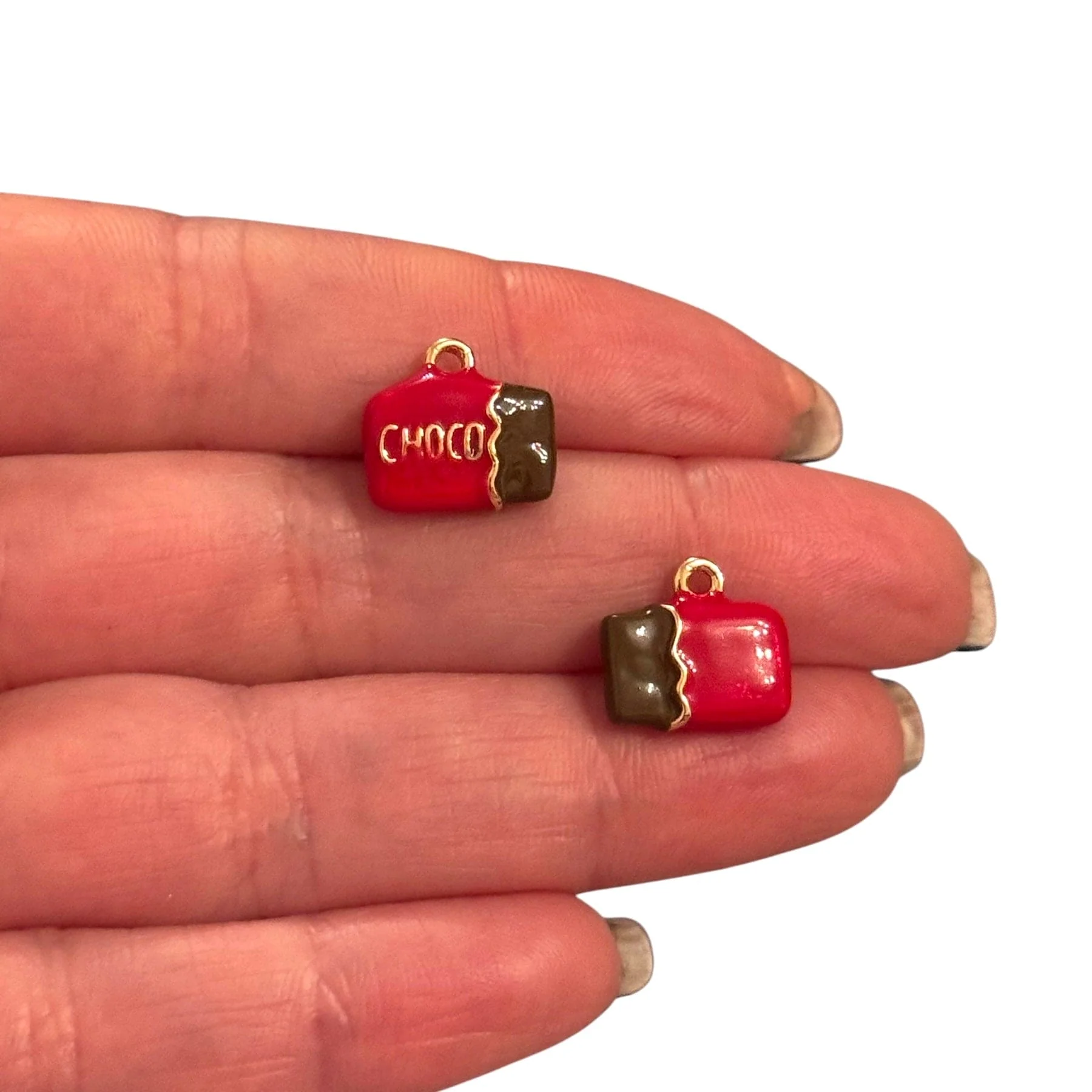 3D Chocolate Bar Charm β 24K Gold Plated Enamel Pendant - Image 2