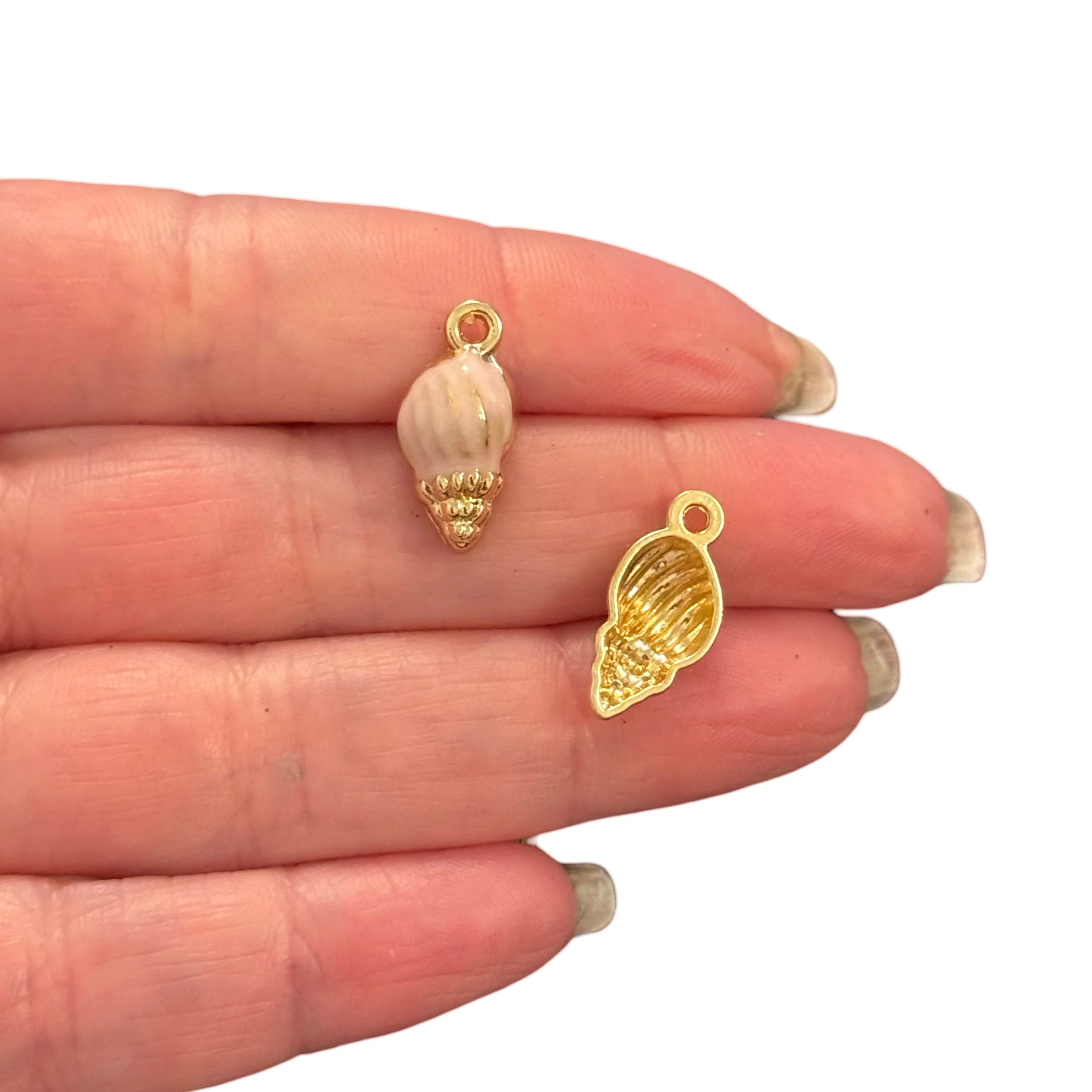 3D Conch Shell Charm – Blush Enamel & 24Kt Gold-Plated Ocean Pendant - Image 2