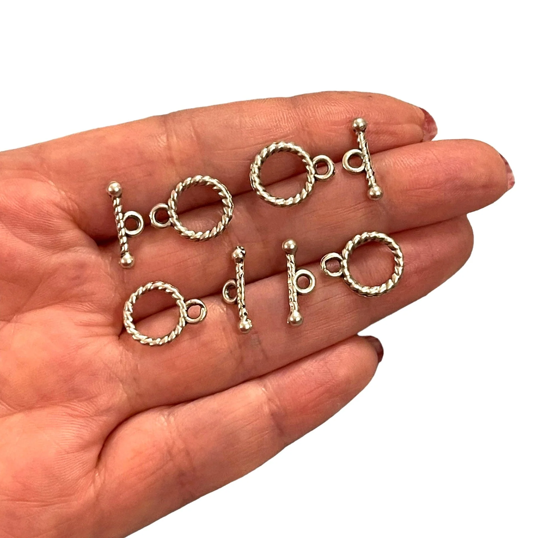 4 Sets Antique Silver Plated Toggle Clasps,