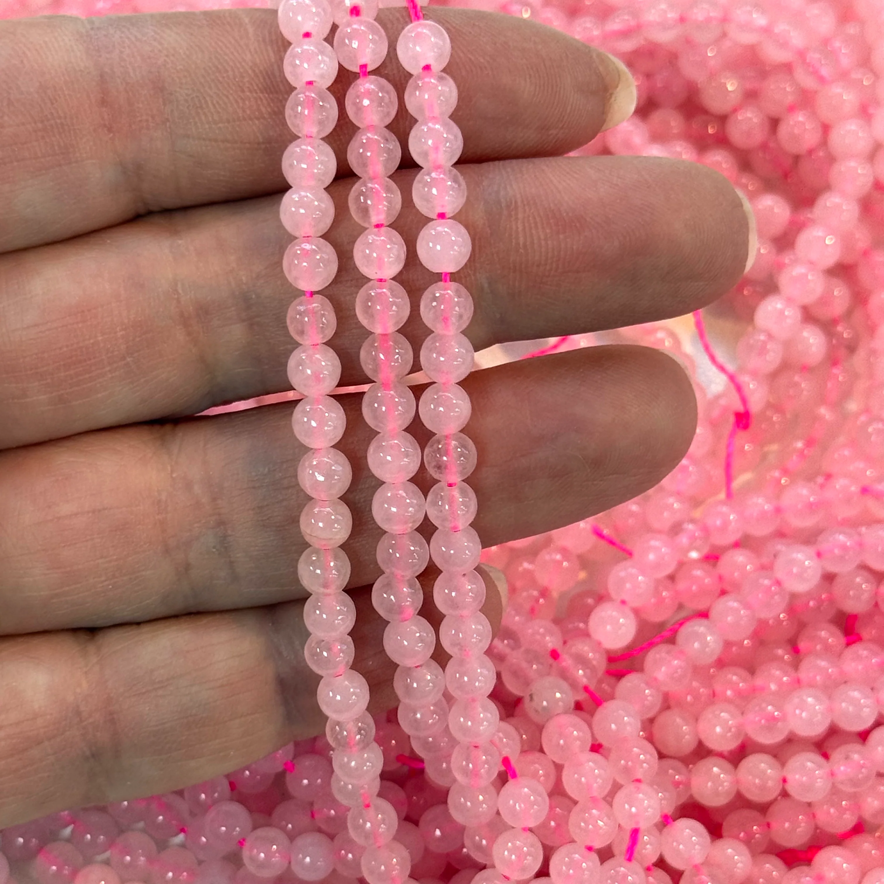 4mm Rose Quartz Smooth Round Gemstone Beads, 88 Beads