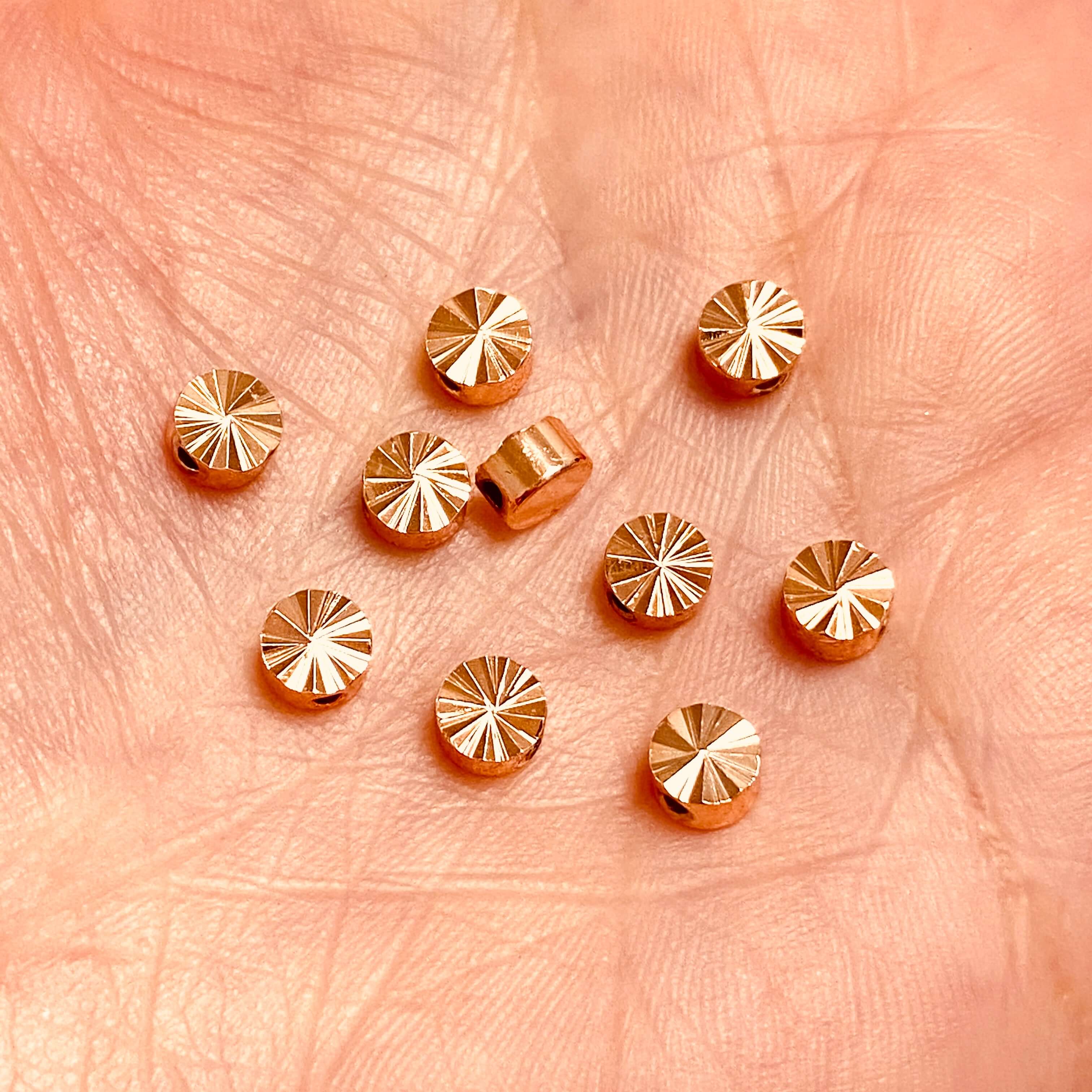 5mm Rose Gold Plated Brass Spacers, Rose Gold Spacer Charms, 10 pcs in a pack