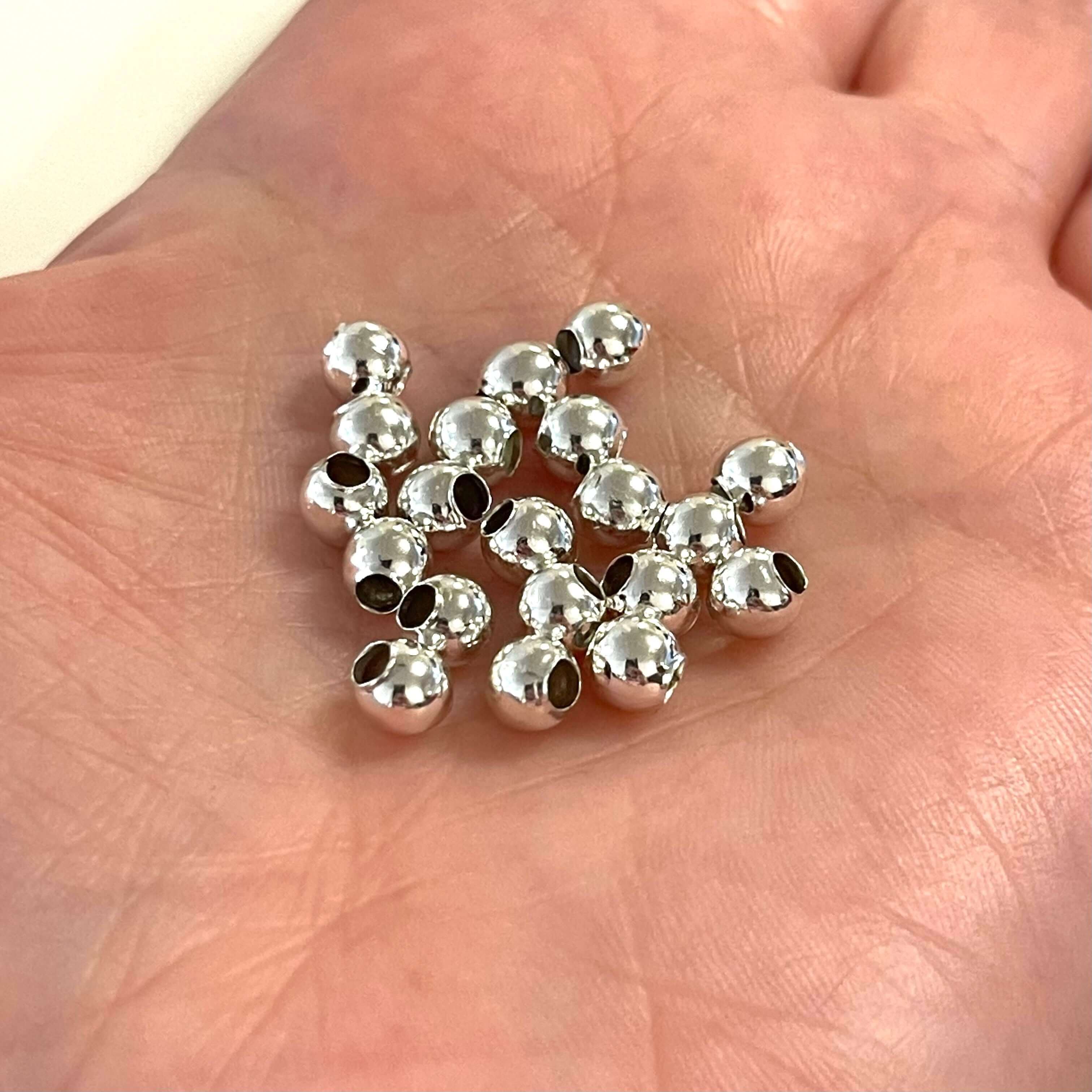 5mm Silver Plated Spacer Balls, 5mm Silver Balls 25 pieces in a pack,