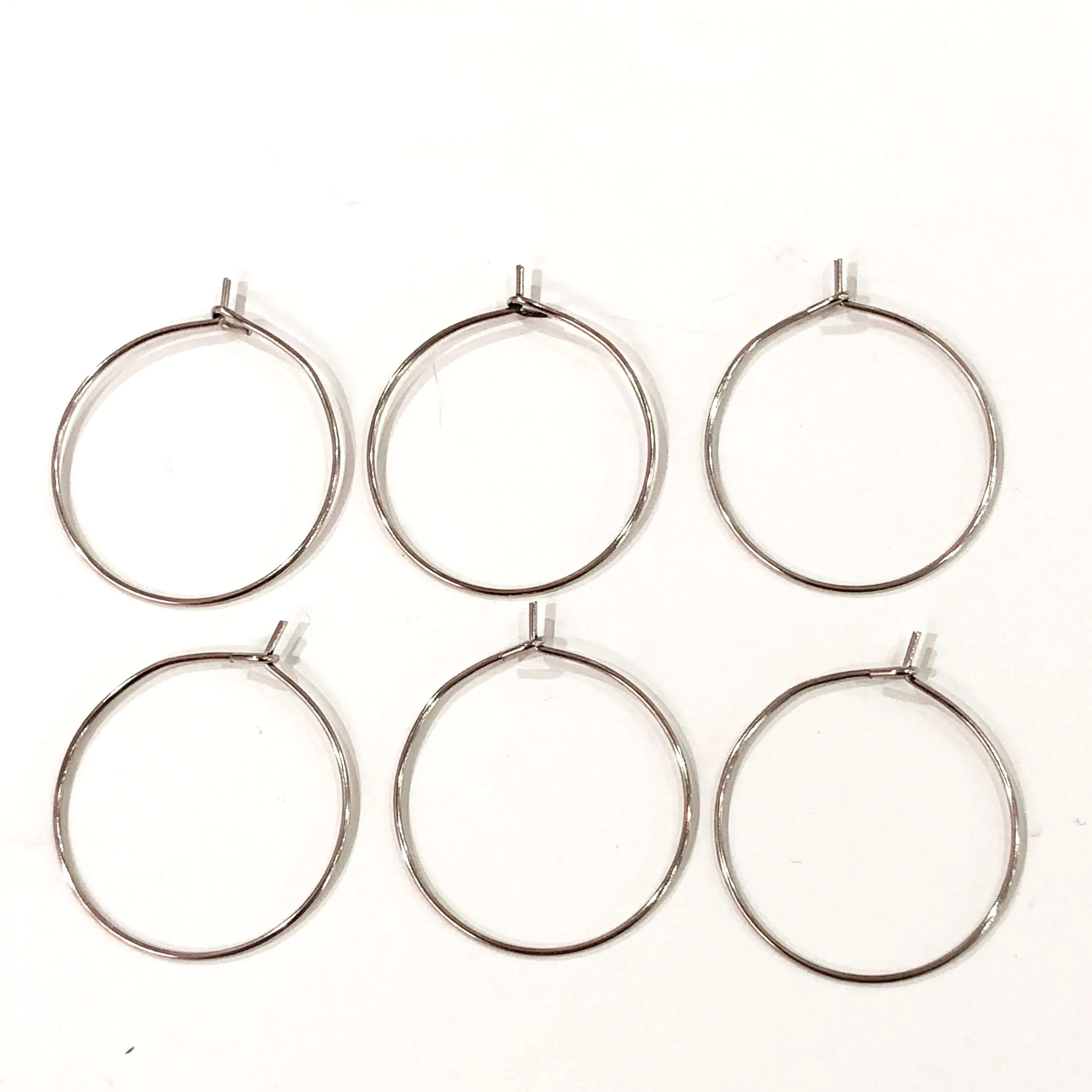 6 Pc, Rhodium Plated Earring Hoops, 30mm, Rhodium Earring, Earring Blanks, Round Earring Hook, Rhodium Earwire, Thin Earring Hoop, Circle Earrings - Image 2