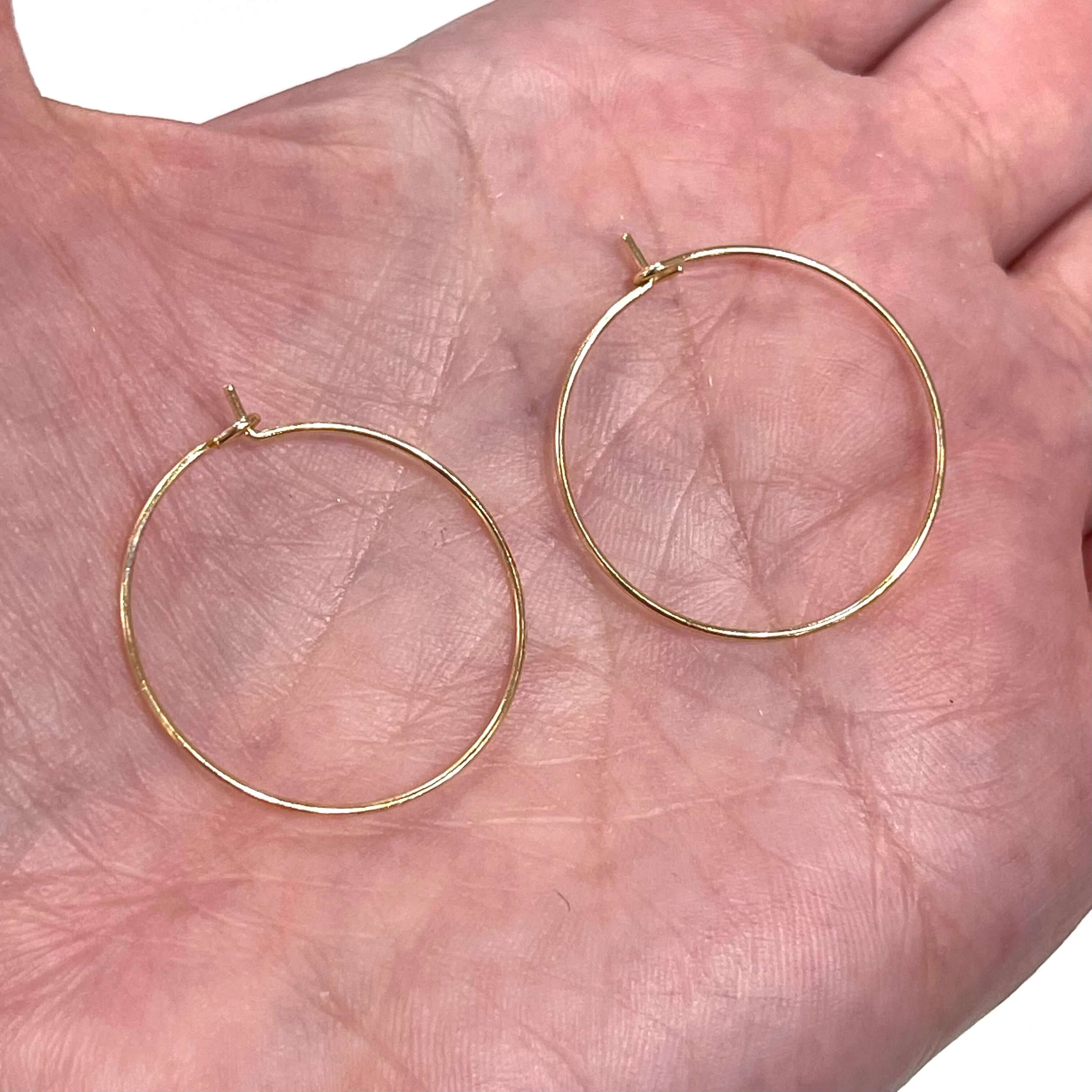 6 Pcs, 24Kt Gold Plated Earring Hoops, 30mm, Gold Earring, Earring Blanks, - Image 2