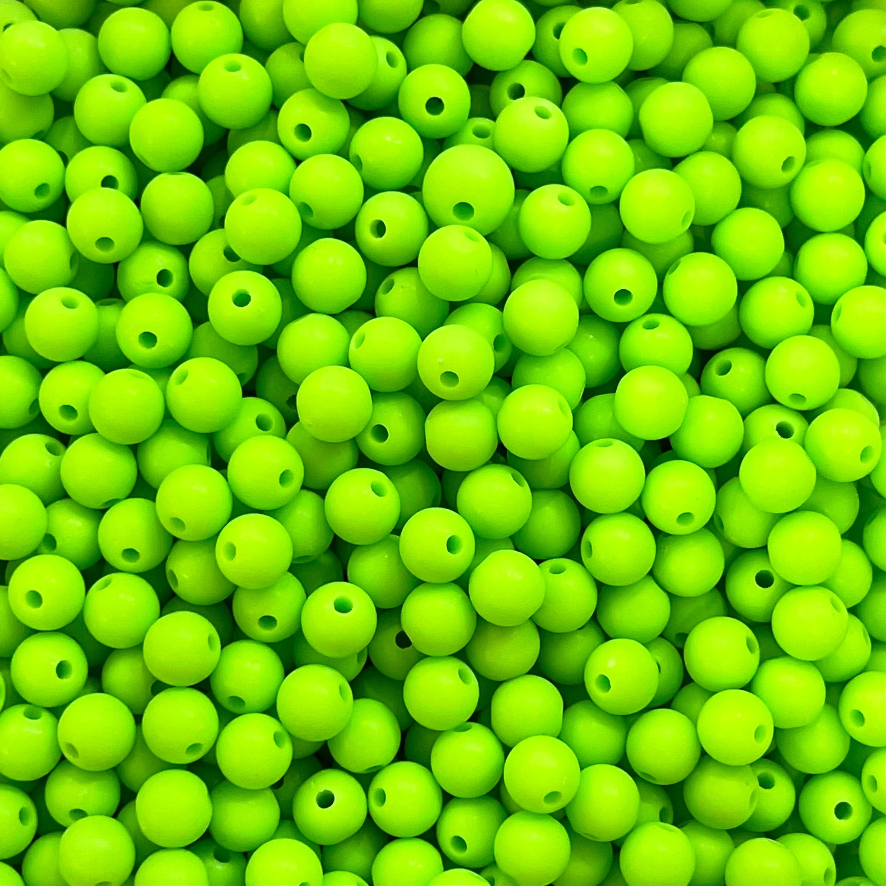 8mm Acrylic Beads, Neon Green Acrylic Beads, 50 Gr Pack-Approx 180 Beads