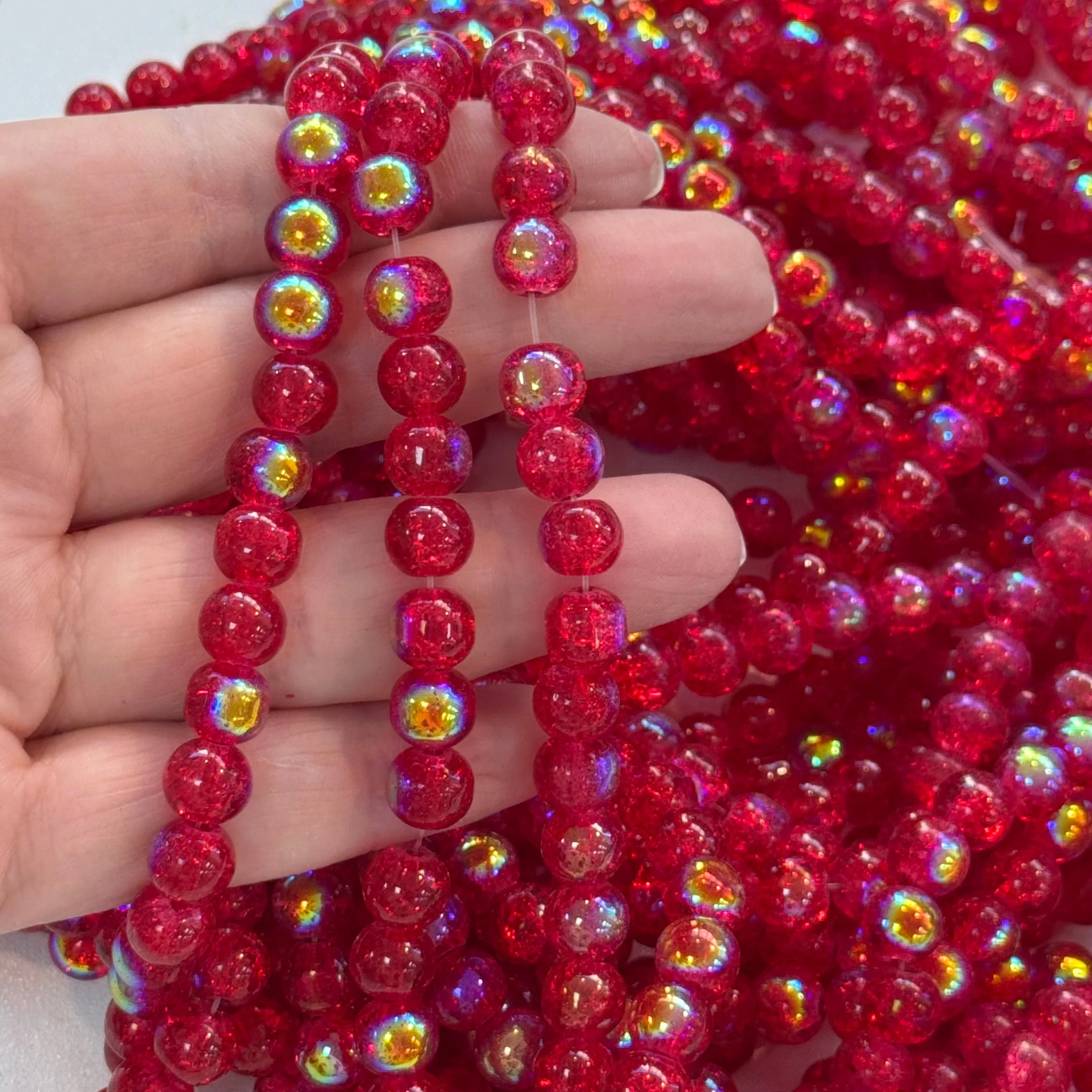 8mm Marbled glass beads, smooth round glass beads full strand 50 beads