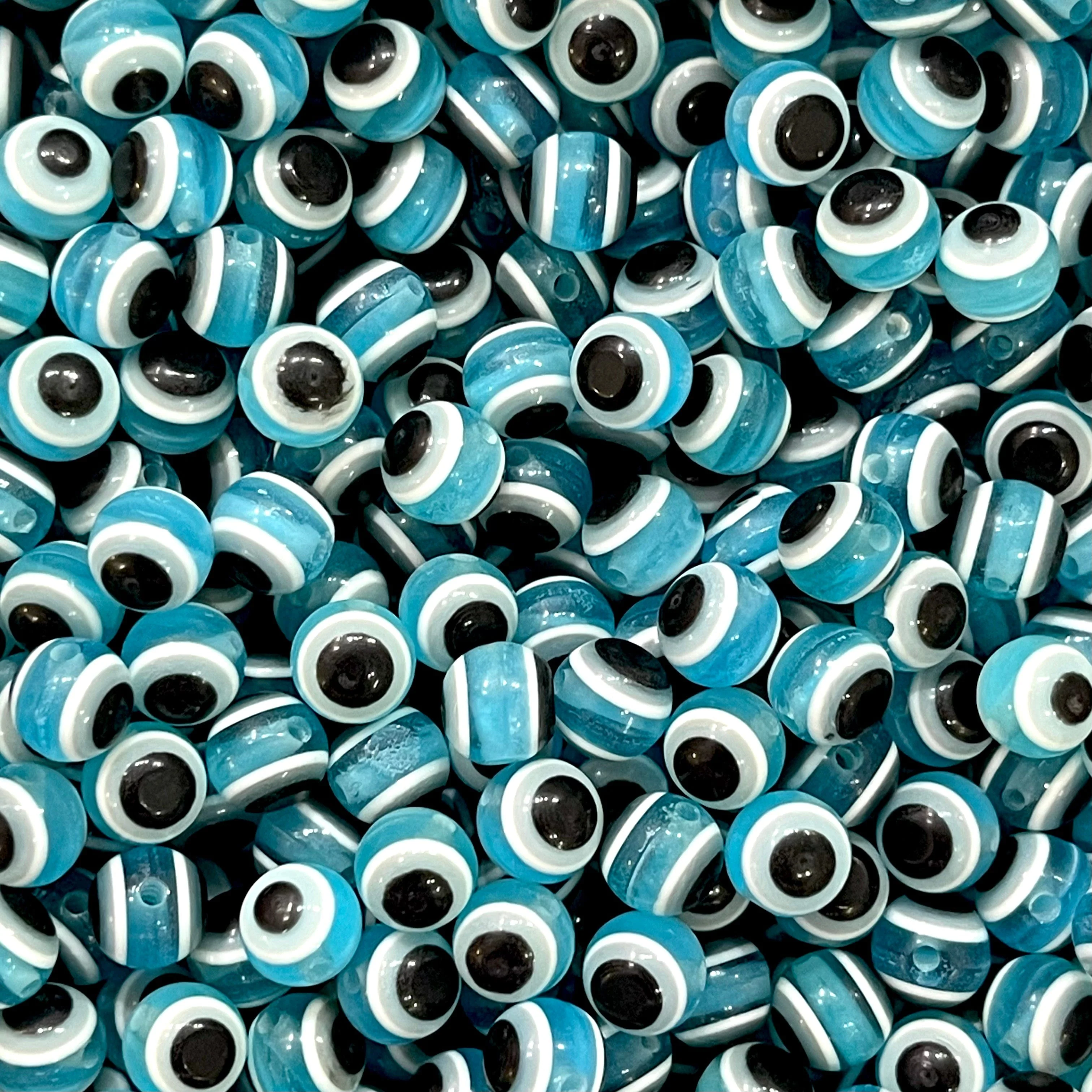 8mm Transparent Round Resin Evil Eye Beads, 50 Gr Approx 132 Beads in a Pack - Image 2