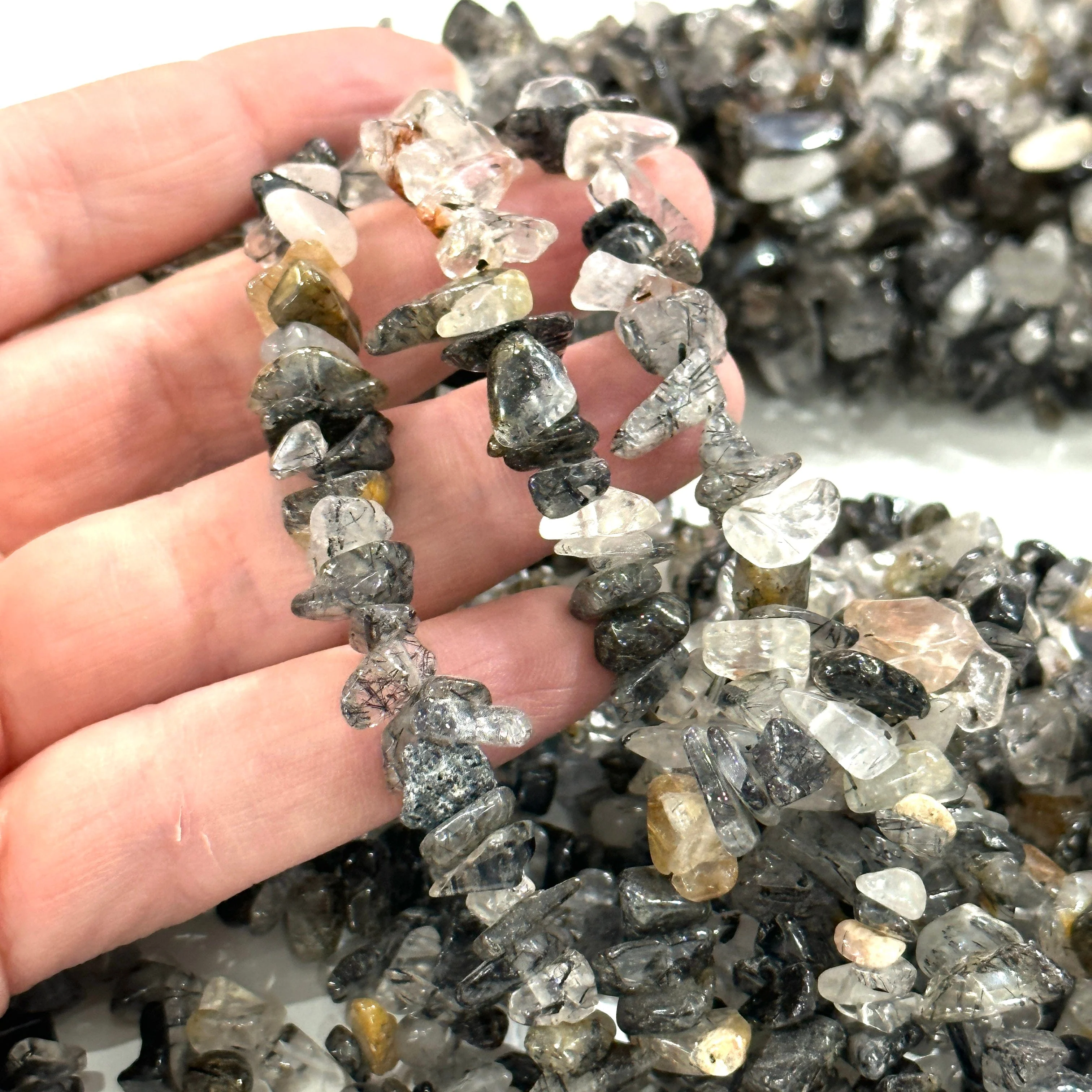 90 cm Strand Freeform Moss Agate Chips, Long strand 36'' - Image 2