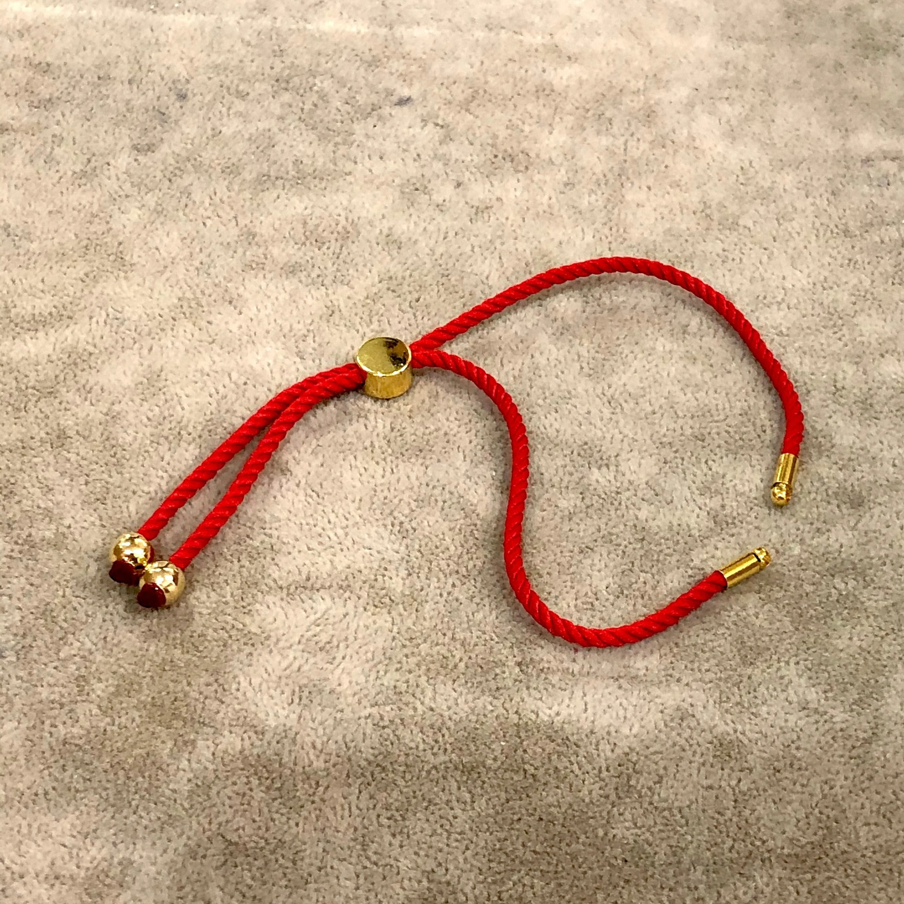 Adjustable Rope Slider Bracelet Blanks, Coral Red&Gold Adjustable Bracelet Blanks, - Image 3