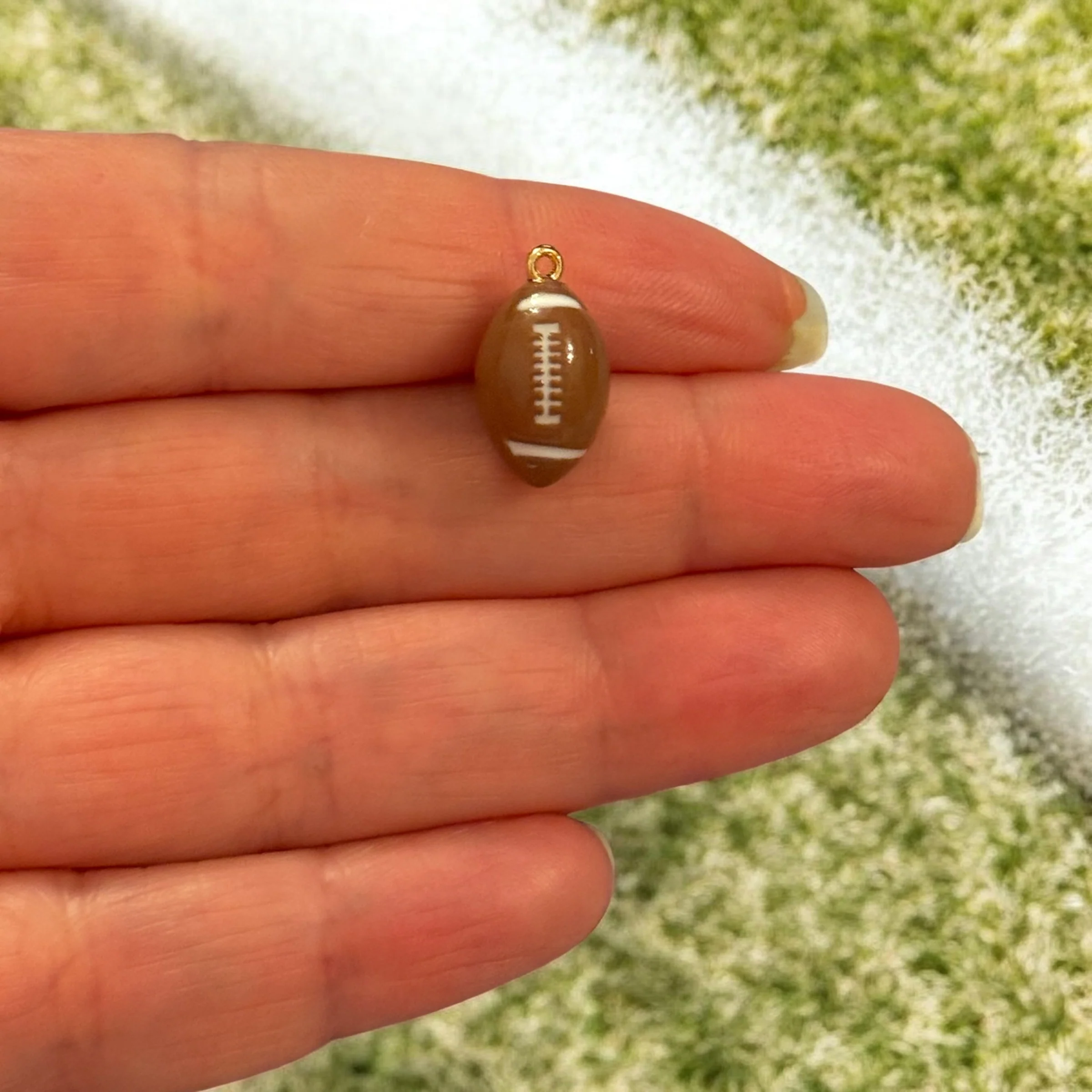 American Football Charm, Rugby Ball Enamel Pendant