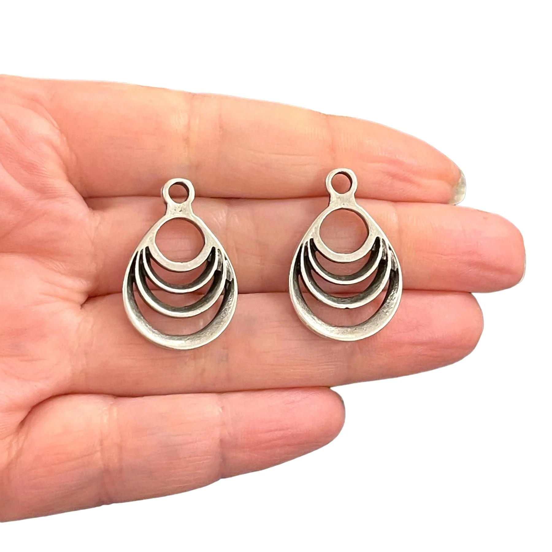 Antique Silver Plated Drop Charms, 2 pcs in a pack