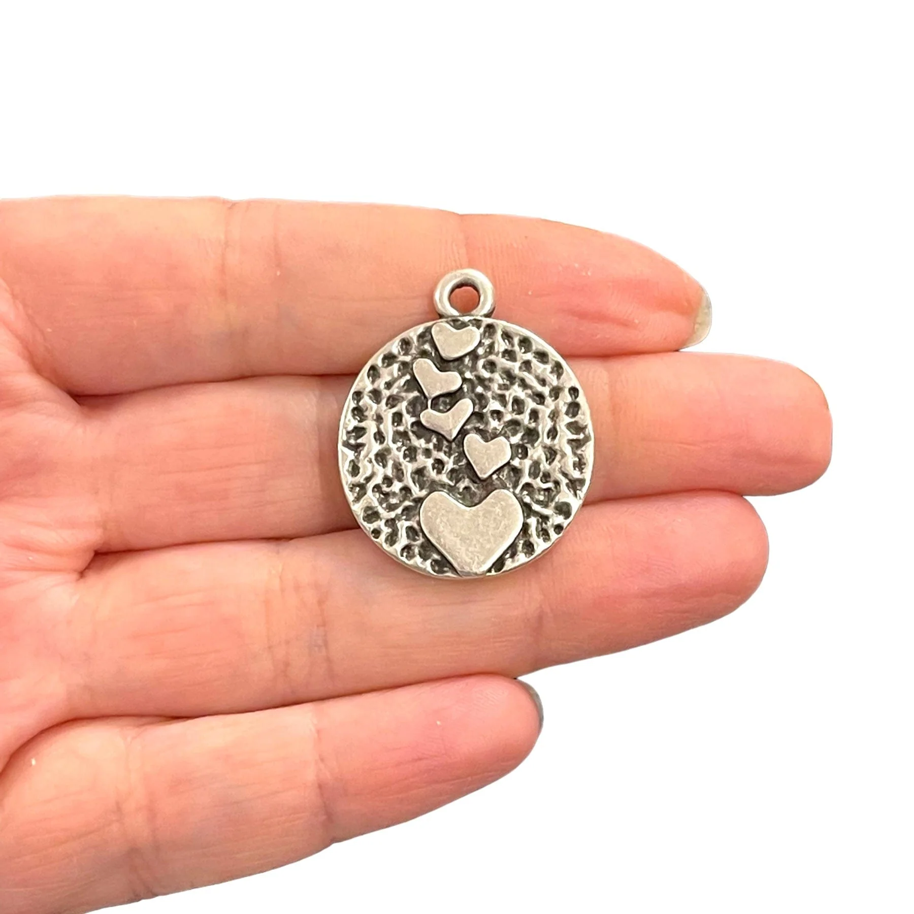 Antique Silver Plated Hearts Pendant