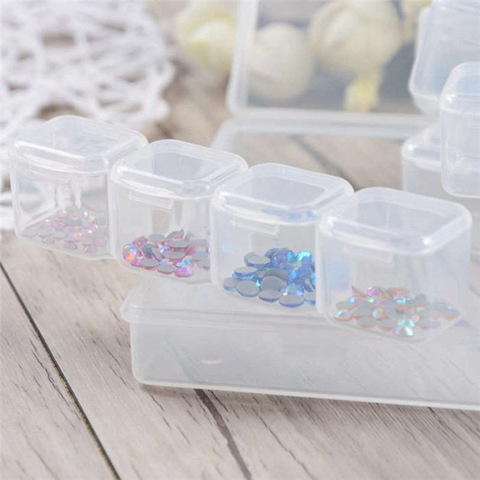 Bead Container, 28 Slots Clear Plastic Empty Storage Box, Nailart Rhinestone Tools, Jewelry Beads Display Storage Box, Case Organizer Holder - Image 6