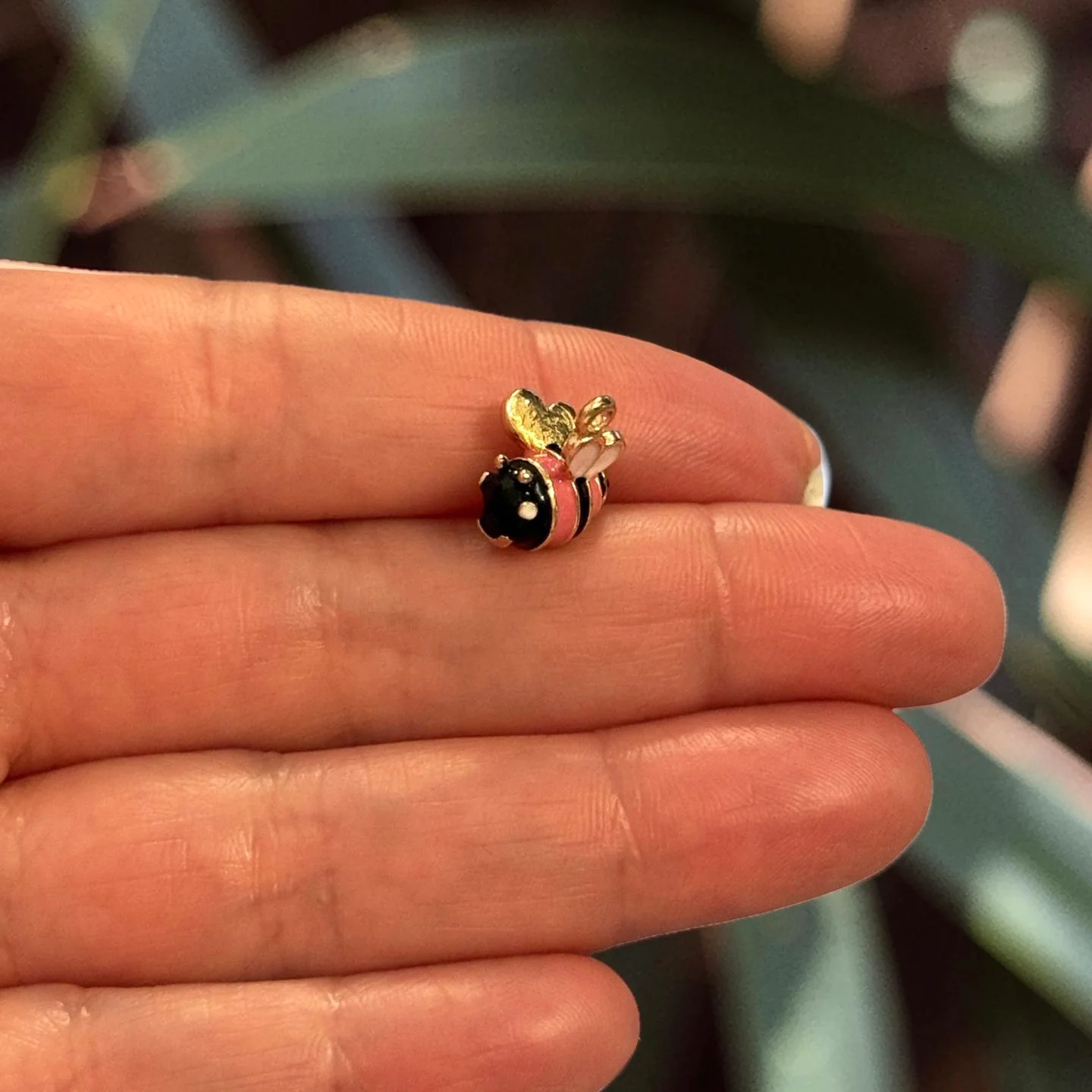 Bee Enamel Charm with Gold Wings, Cute Bee Pendant, Kawaii Bee Charm,