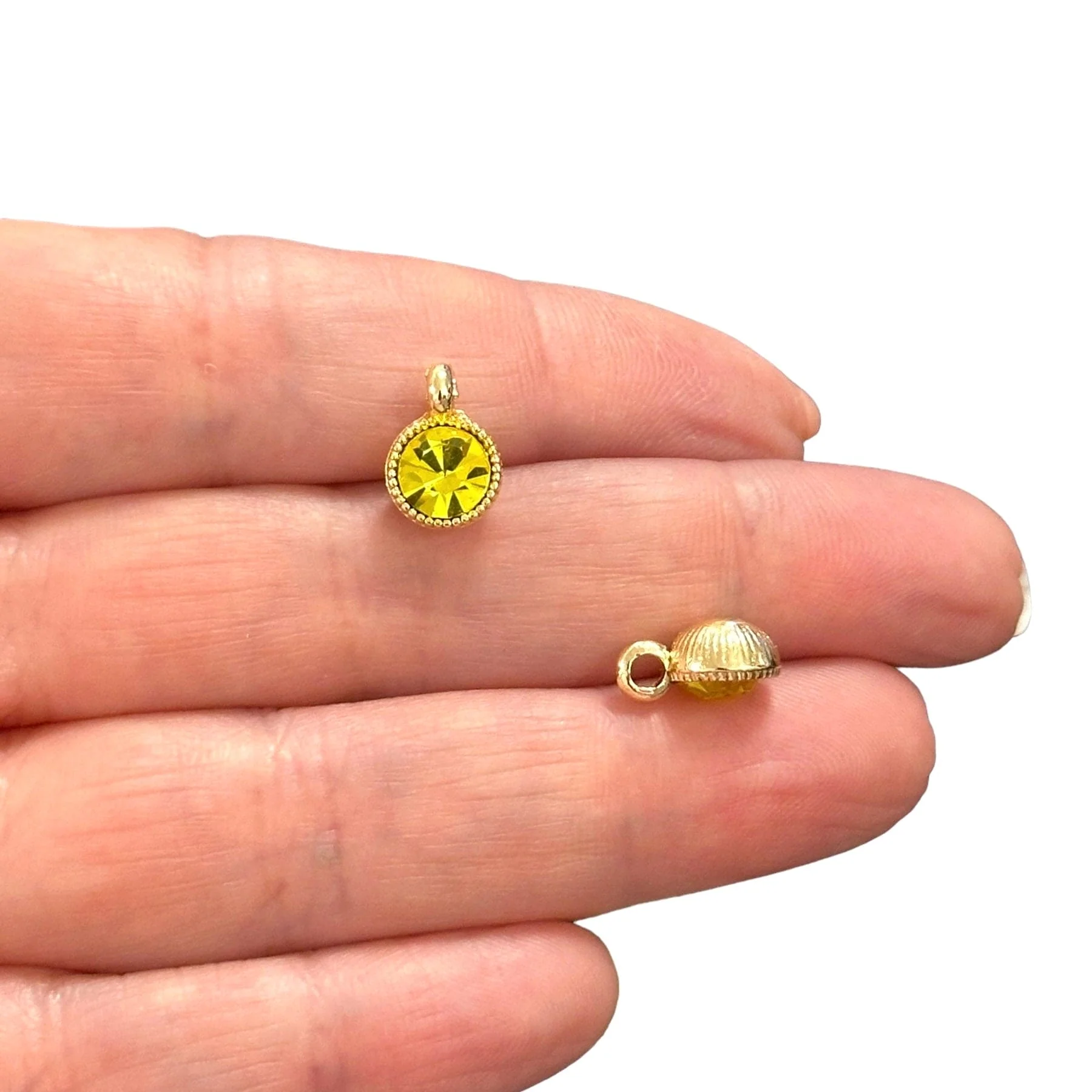 Birthstone 24Kt Gold Plated CZ Charms, Birthstone CZ Charms - Image 12