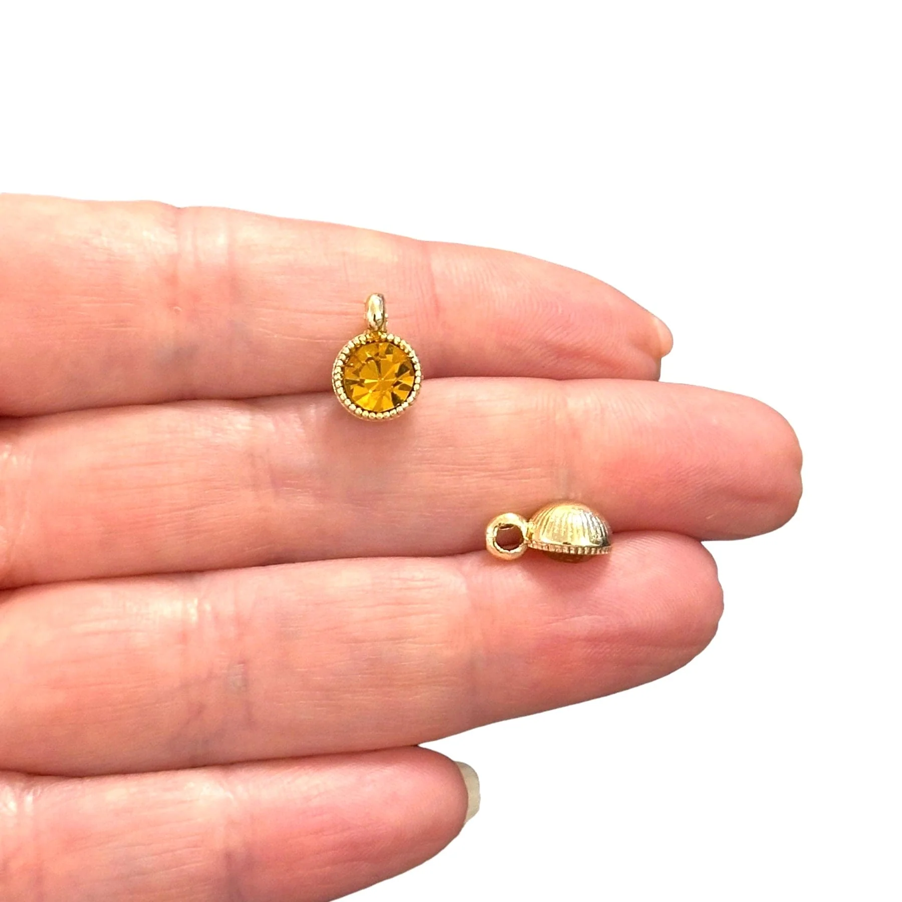 Birthstone 24Kt Gold Plated CZ Charms, Birthstone CZ Charms - Image 2
