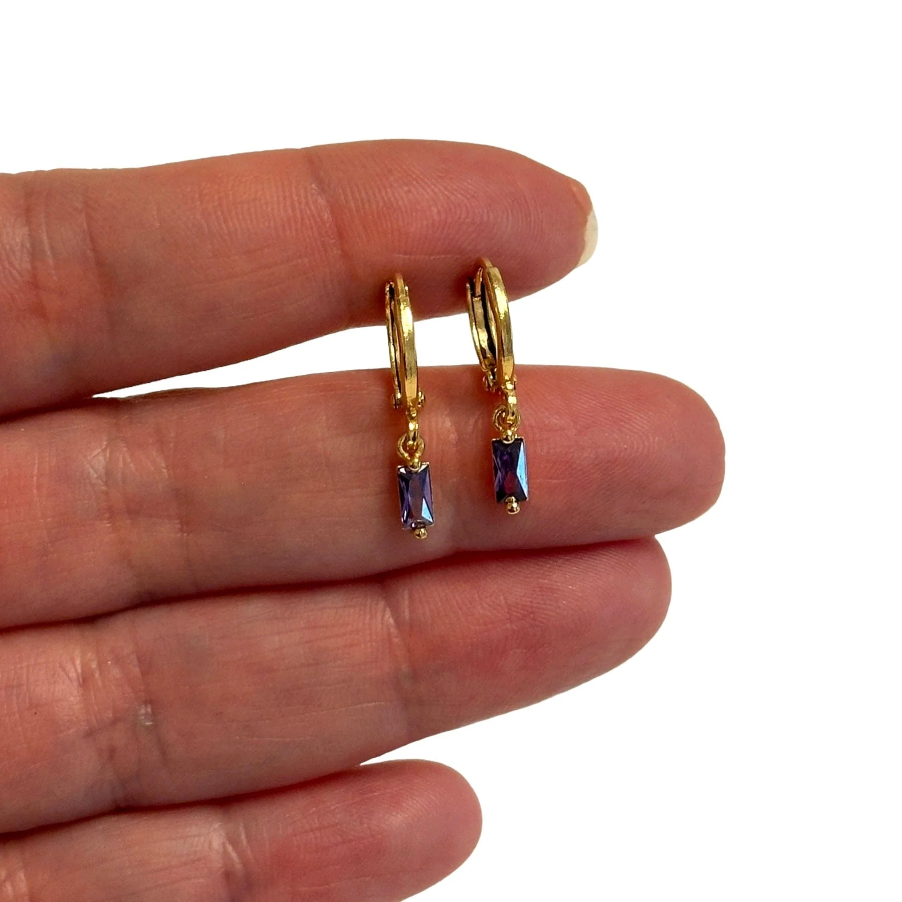 Birthstone Baguette 24Kt Gold Plated CZ Charms, Mini Birthstone CZ Charms - Image 14