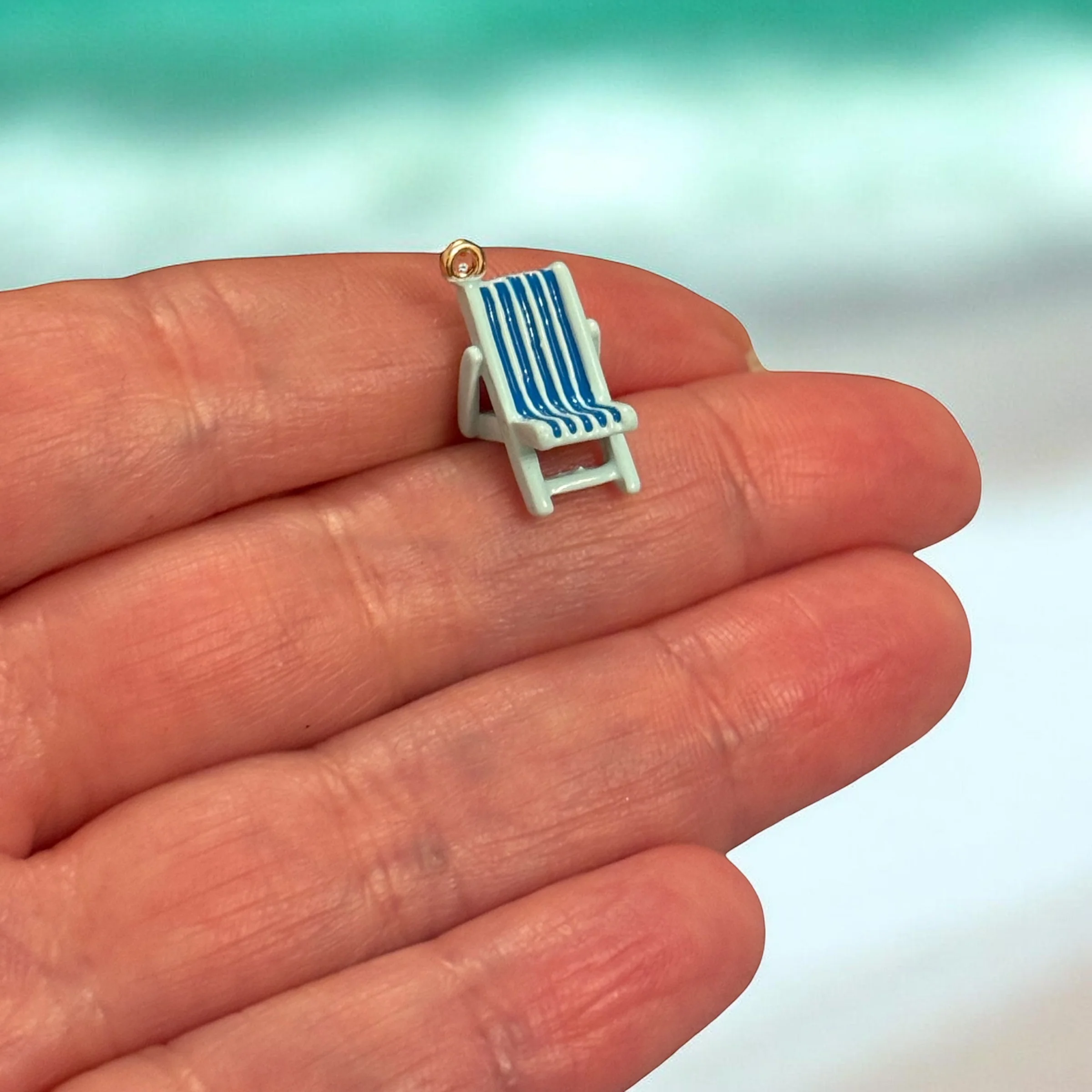 Blue Beach Deck Chair Charm, Summer Holiday Charm