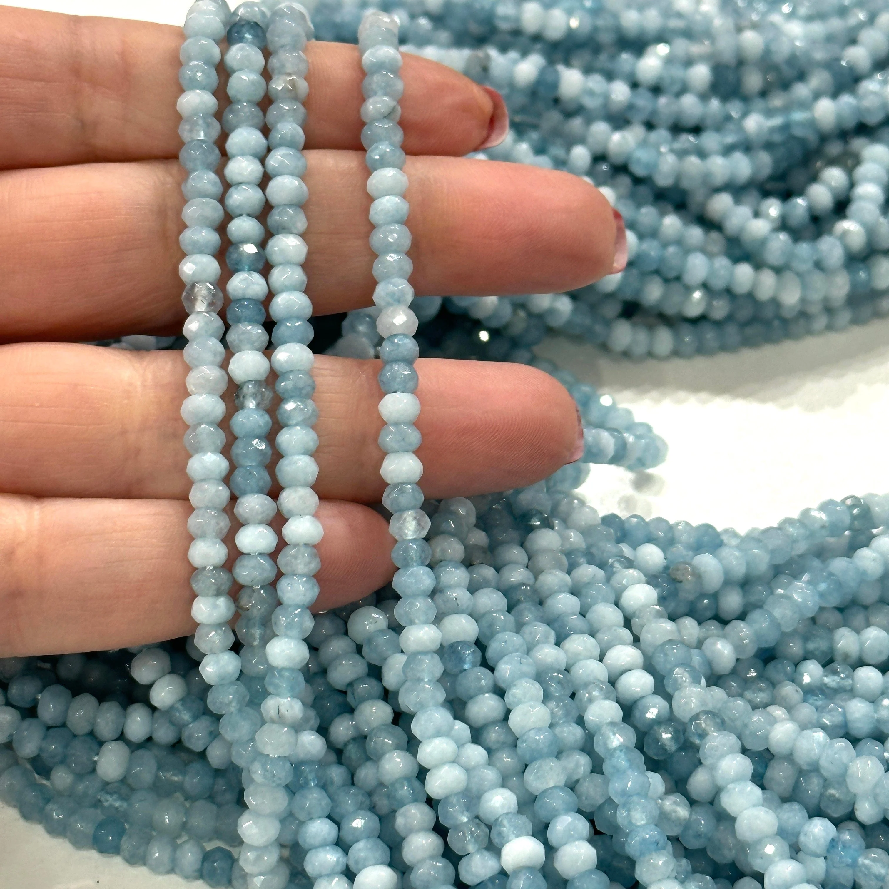 Blue Jade 4mm Faceted Rondelle, Blue Jade Beads,Gemstone Beads,Natural Gemstone