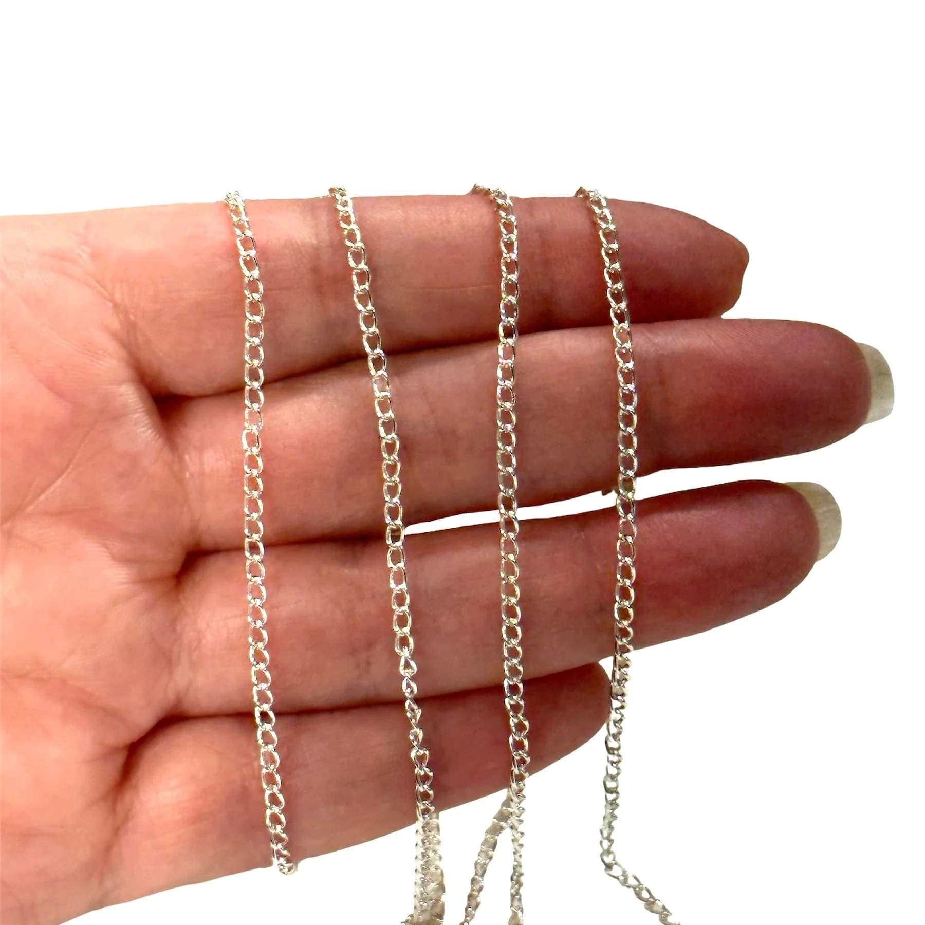 Silver Plated 2.5x2mm Gourmet Chain, Silver Plated Open Link Chain
