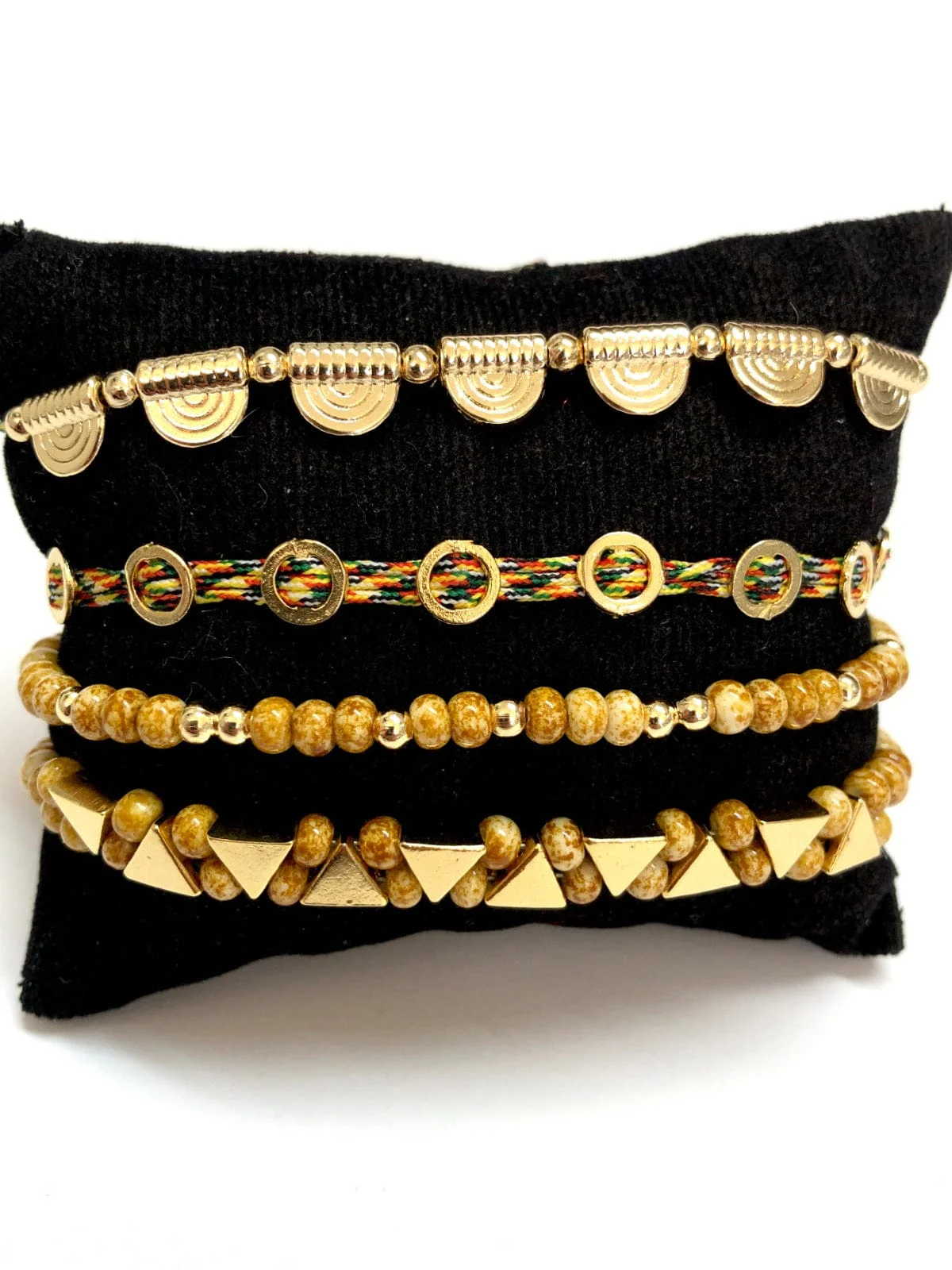 24Kt Matte Gold Plated Triangle Double Hole Spacer Charms, 5 pcs in a pack - Image 3
