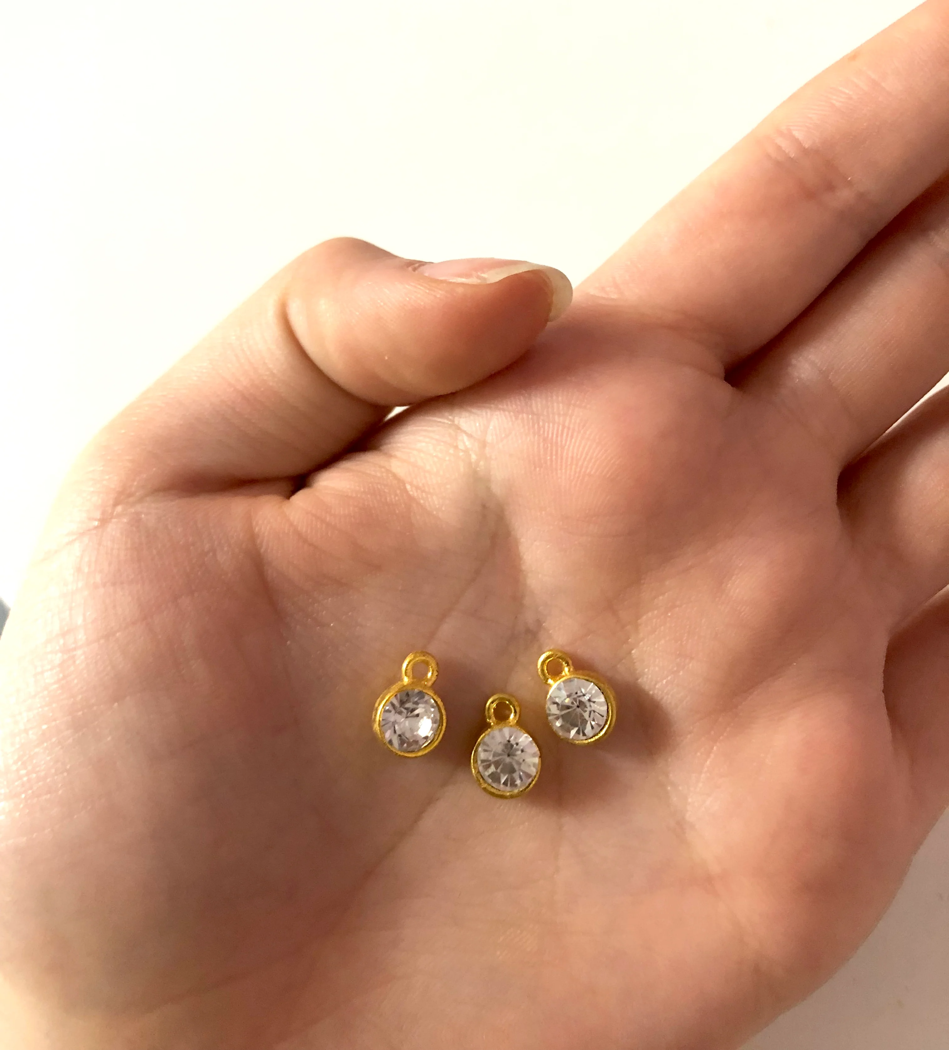 Cubic Zirconia Charms 10mm, Gold Plated Frames Made of Brass, 4 Colors - Image 10