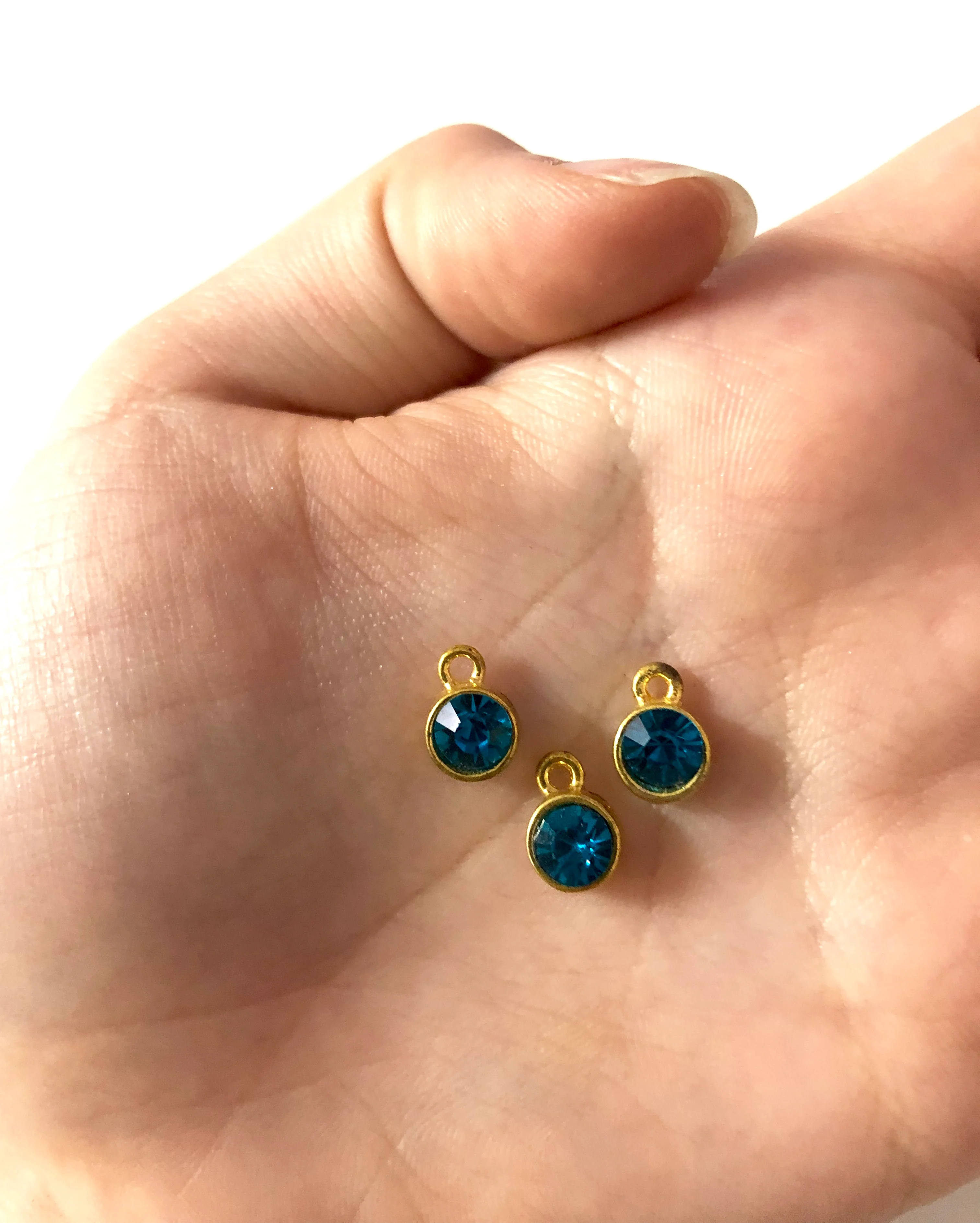 Cubic Zirconia Charms 10mm, Gold Plated Frames Made of Brass, 4 Colors - Image 7