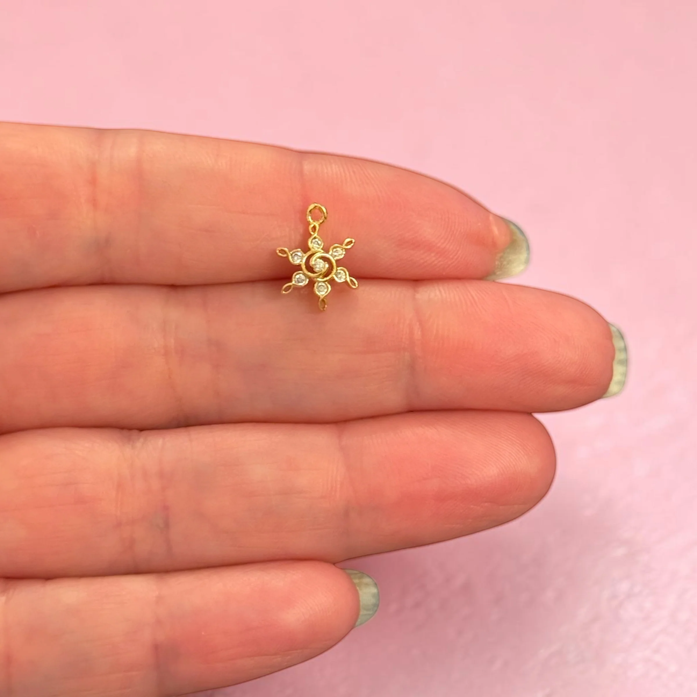 CZ Sunburst Charm – 24Kt Gold Plated Star Pendant