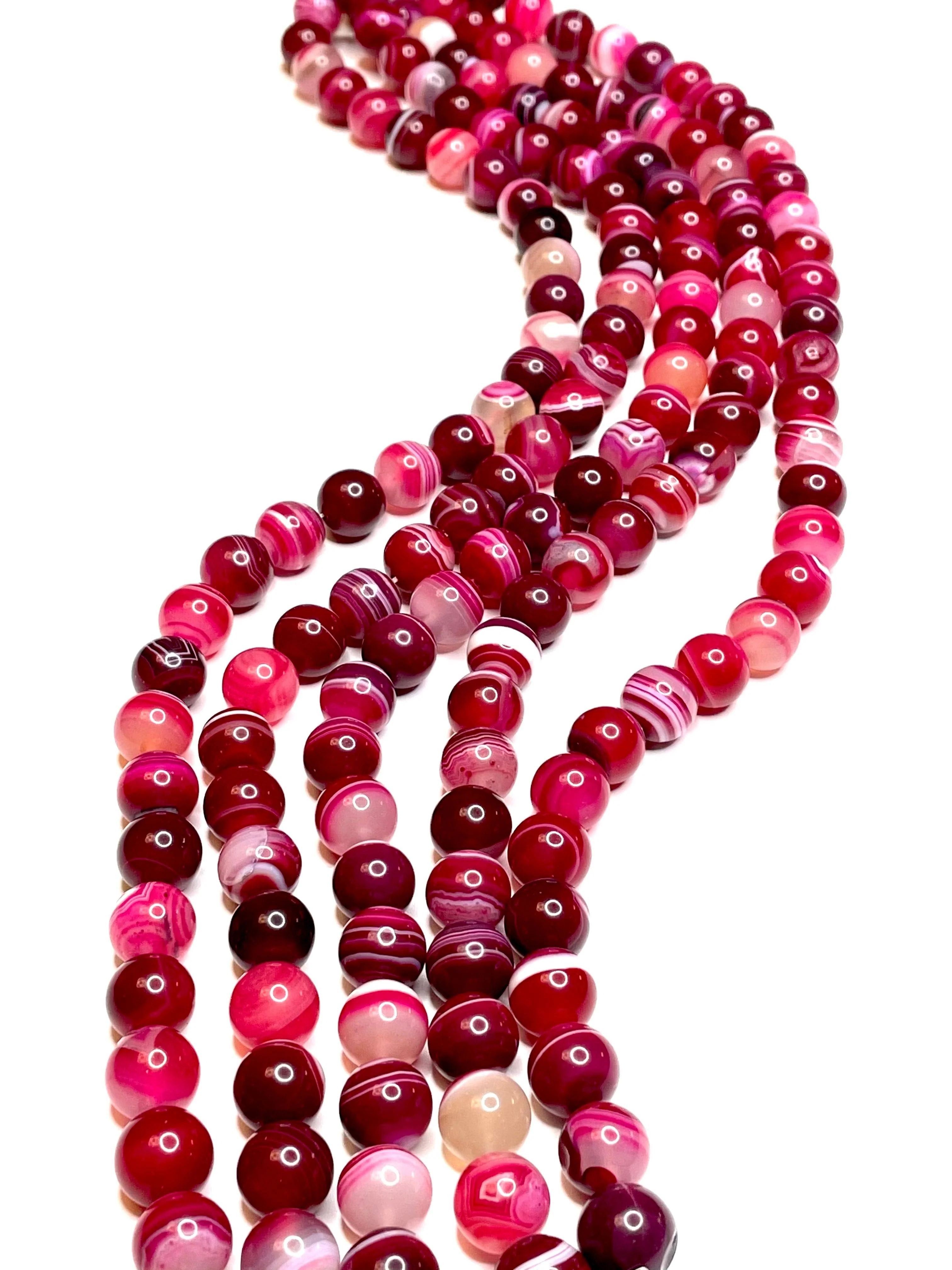 Genuine Deep Pink Agate 12 mm round beads , full strand 33 beads,Beads,Gemstone Beads,Natural Gemstone - Image 3