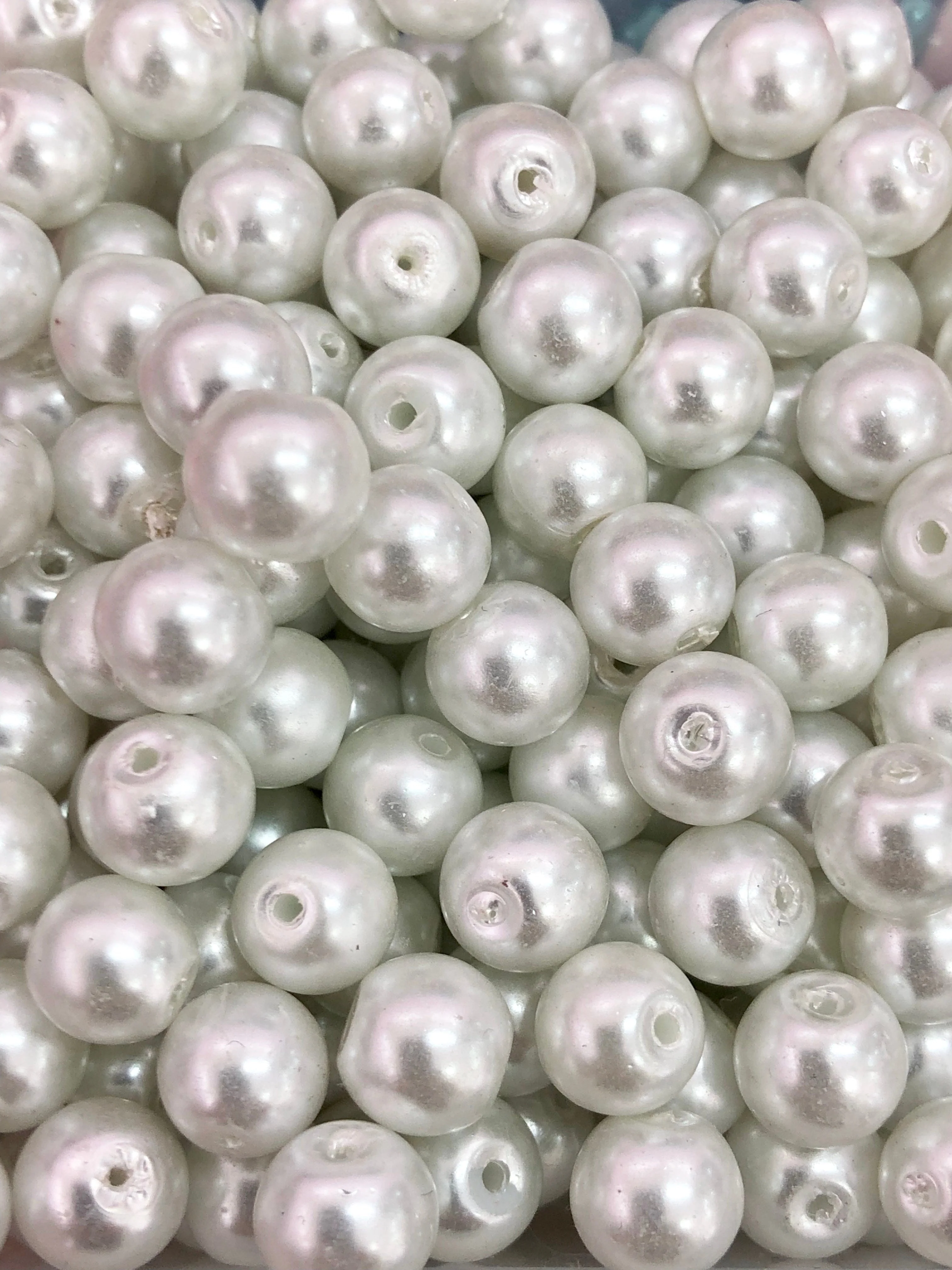 Glass Pearl Beads 8mm 100Gr Pack Approx 160 Beads, White Glass Pearl Beads - Image 3