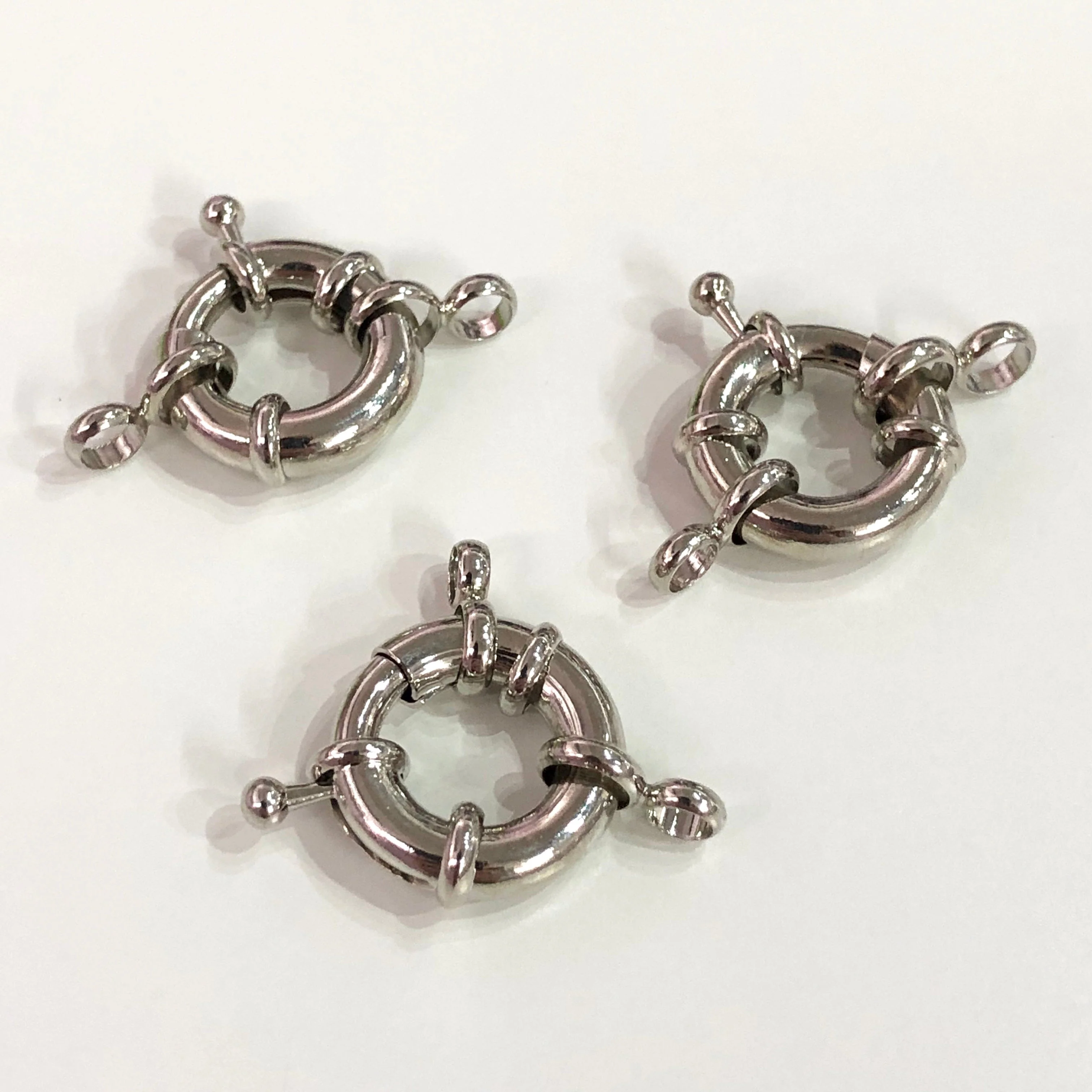 Gold Spring Ring Clasp with Loops, 13mm Gold Plated Spring Clasp, Gold Trigger Clasp, - Image 3