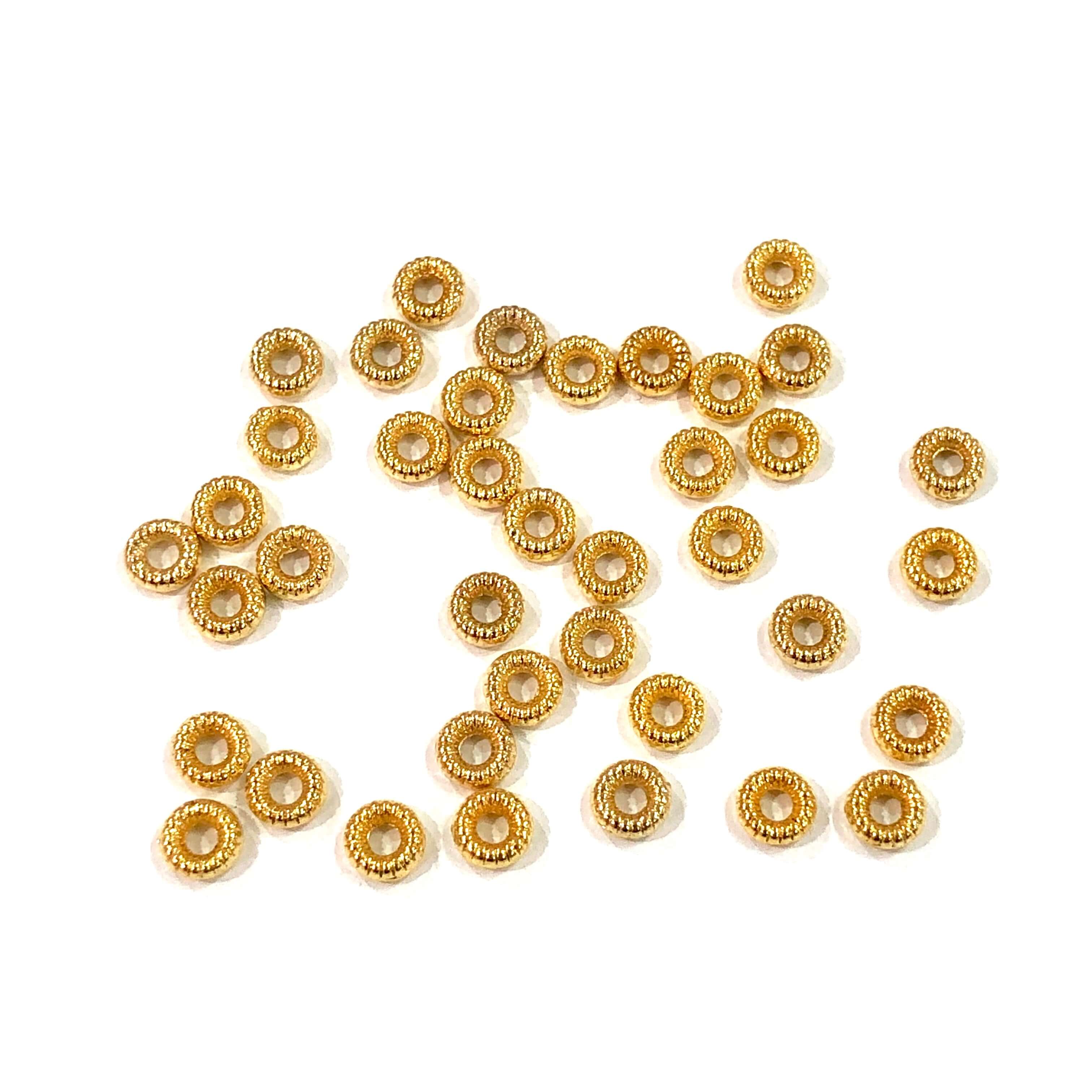 100 pcs Gold Wheel Spacers, 4,5mm 22K Gold Plated Wheel Spacers,