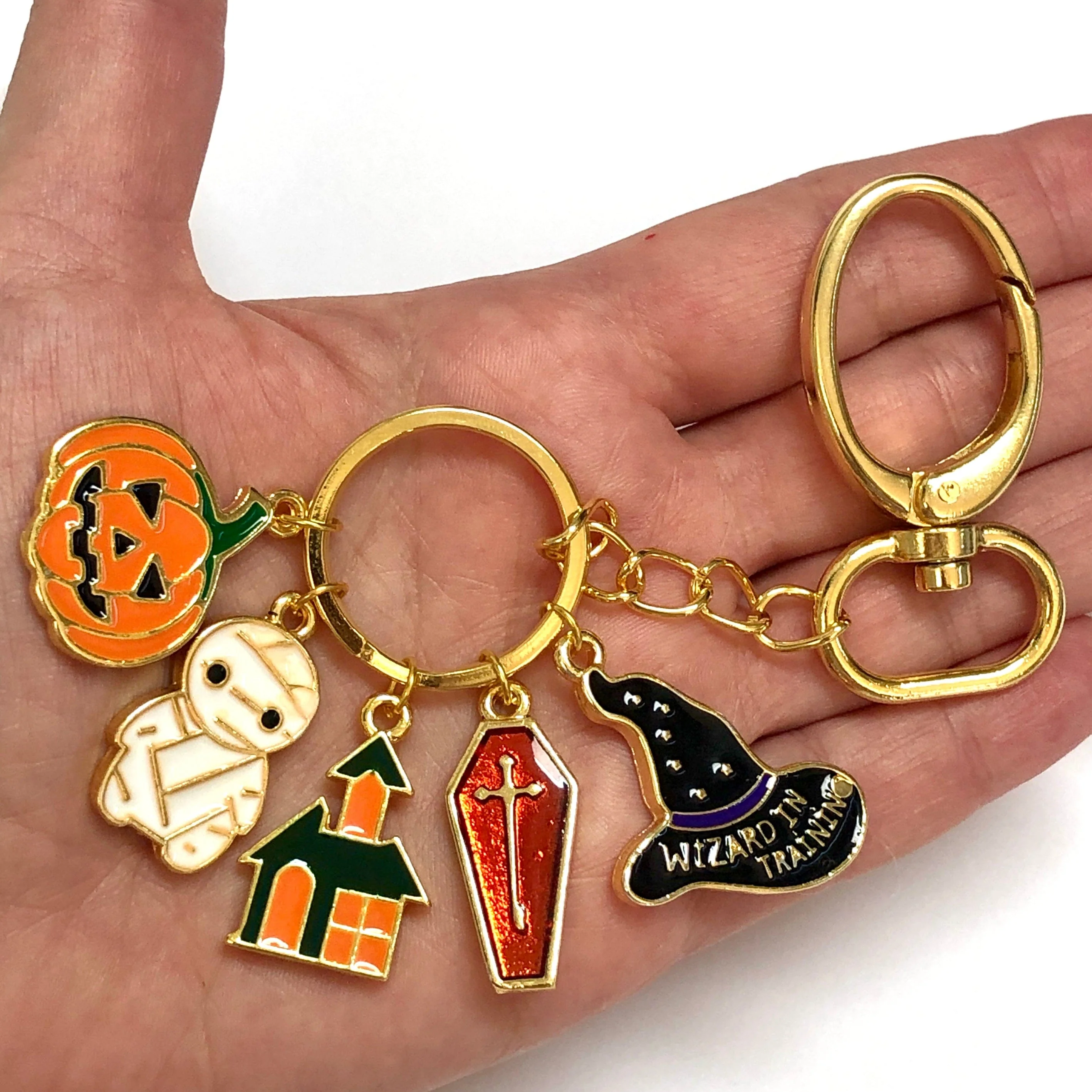 Halloween House Charm, 24Kt Gold Plated Halloween House Enamelled Charm - Image 3