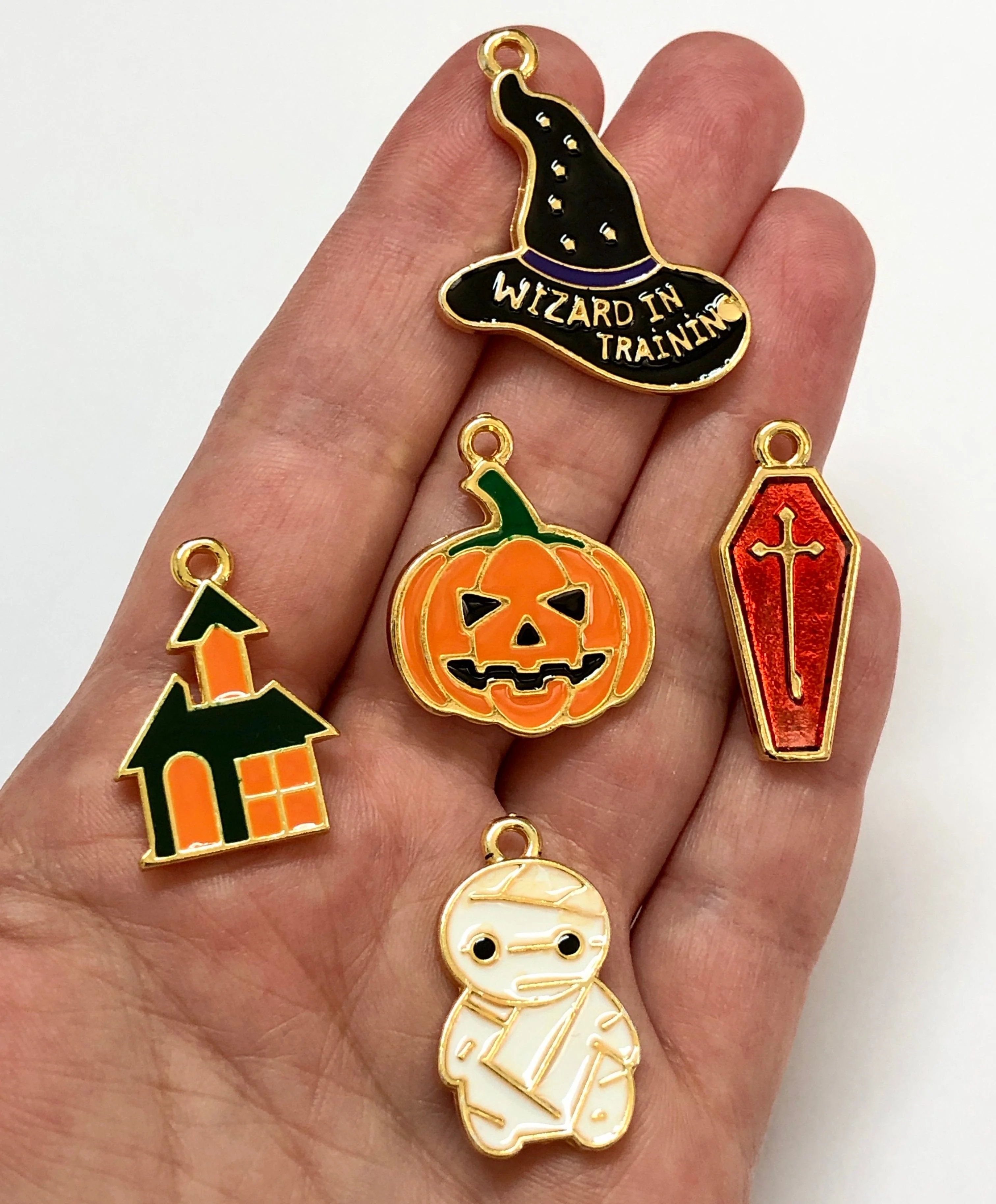 Halloween Mummy Charm, 24Kt Gold Plated Halloween Mummy Enamelled Charm - Image 2