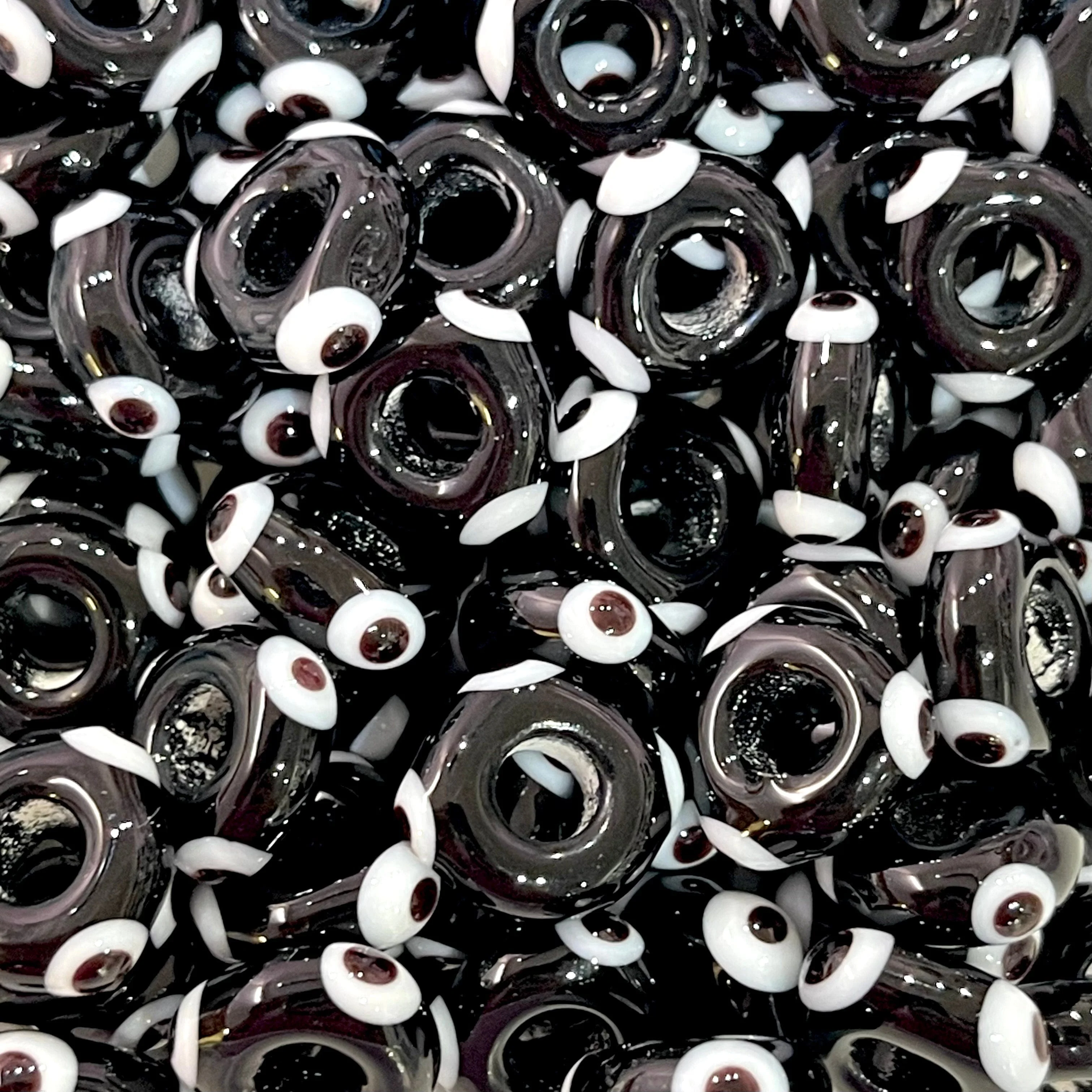 Hand Made Large Hole Evil Eye Beads, Pandora Fit Glass Beads, 5 Pcs in a pack - Image 2
