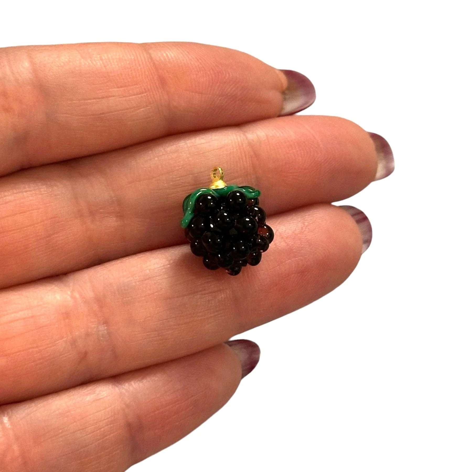 Hand Made Murano Glass Blackberry Charm With 24Kt Gold Plated Pin - Image 2