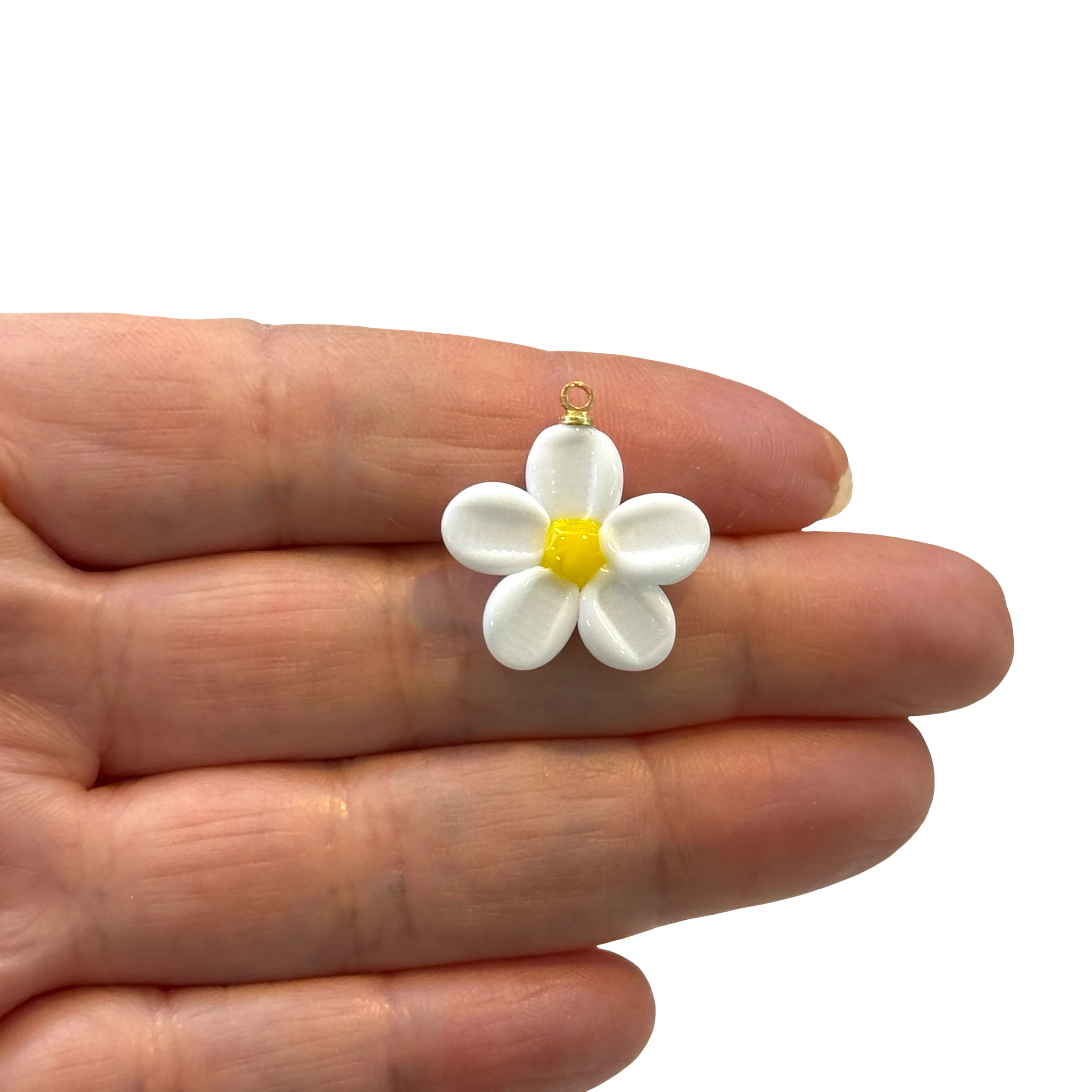 Hand Made Murano Glass Daisy Charm With 24Kt Gold Plated Pin - Image 2