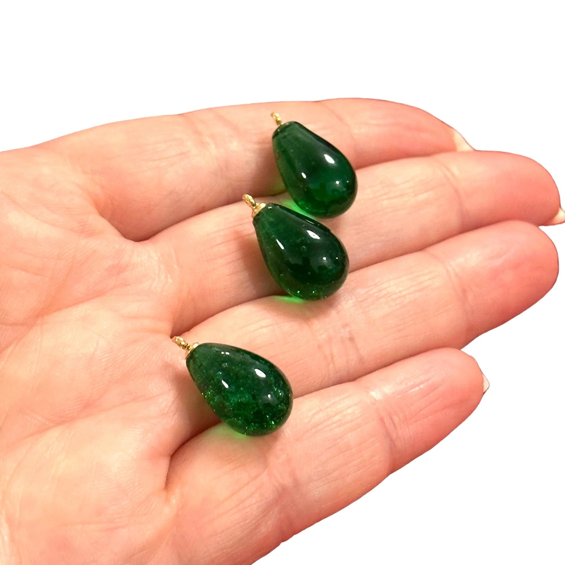 Hand Made Murano Glass Drop Charm With 24Kt Gold Plated Pin - Image 2