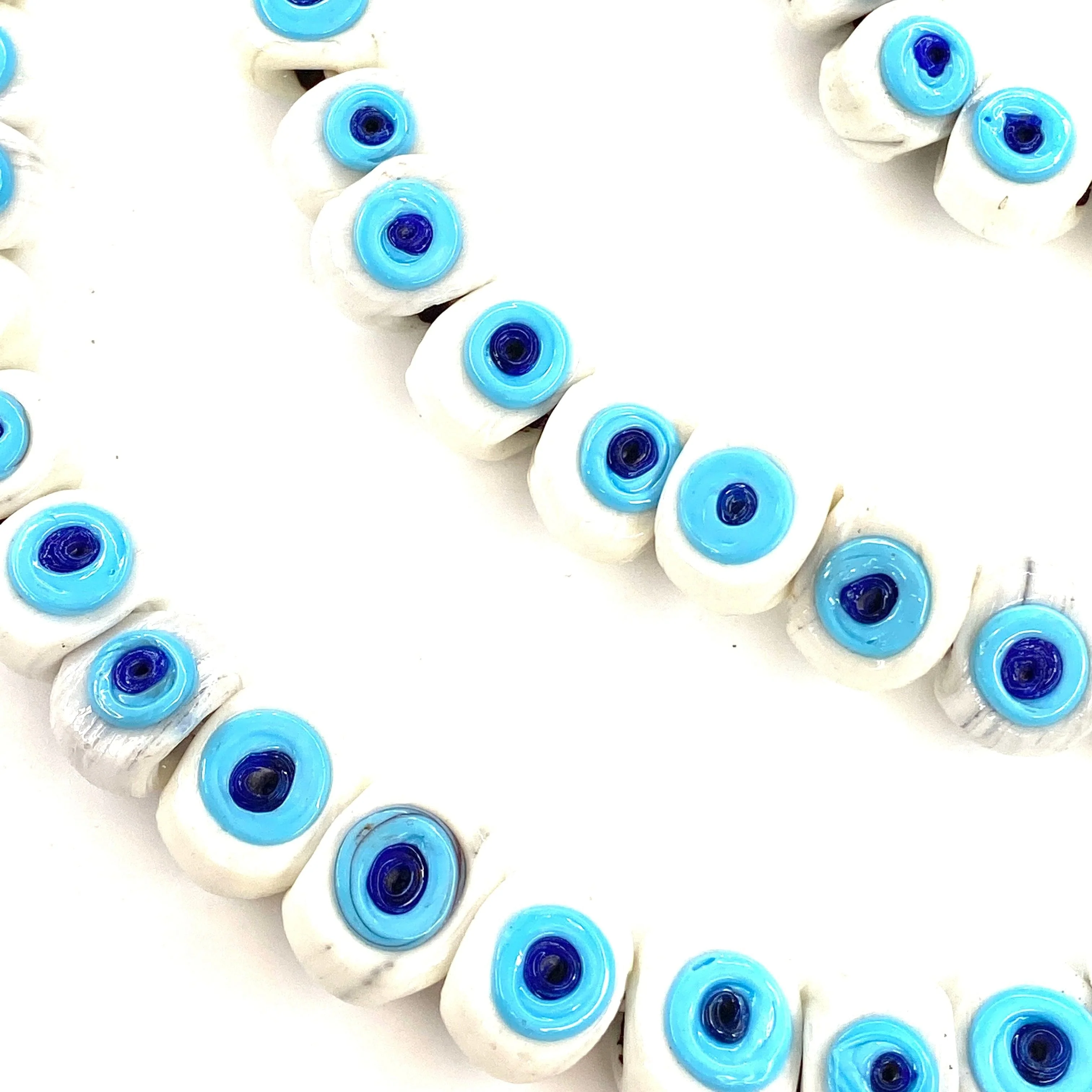 Traditional Turkish Artisan Handmade Glass Evil Eye Beads, Large Hole Evil Eye Glass Beads, 5 Beads per pack - Image 4