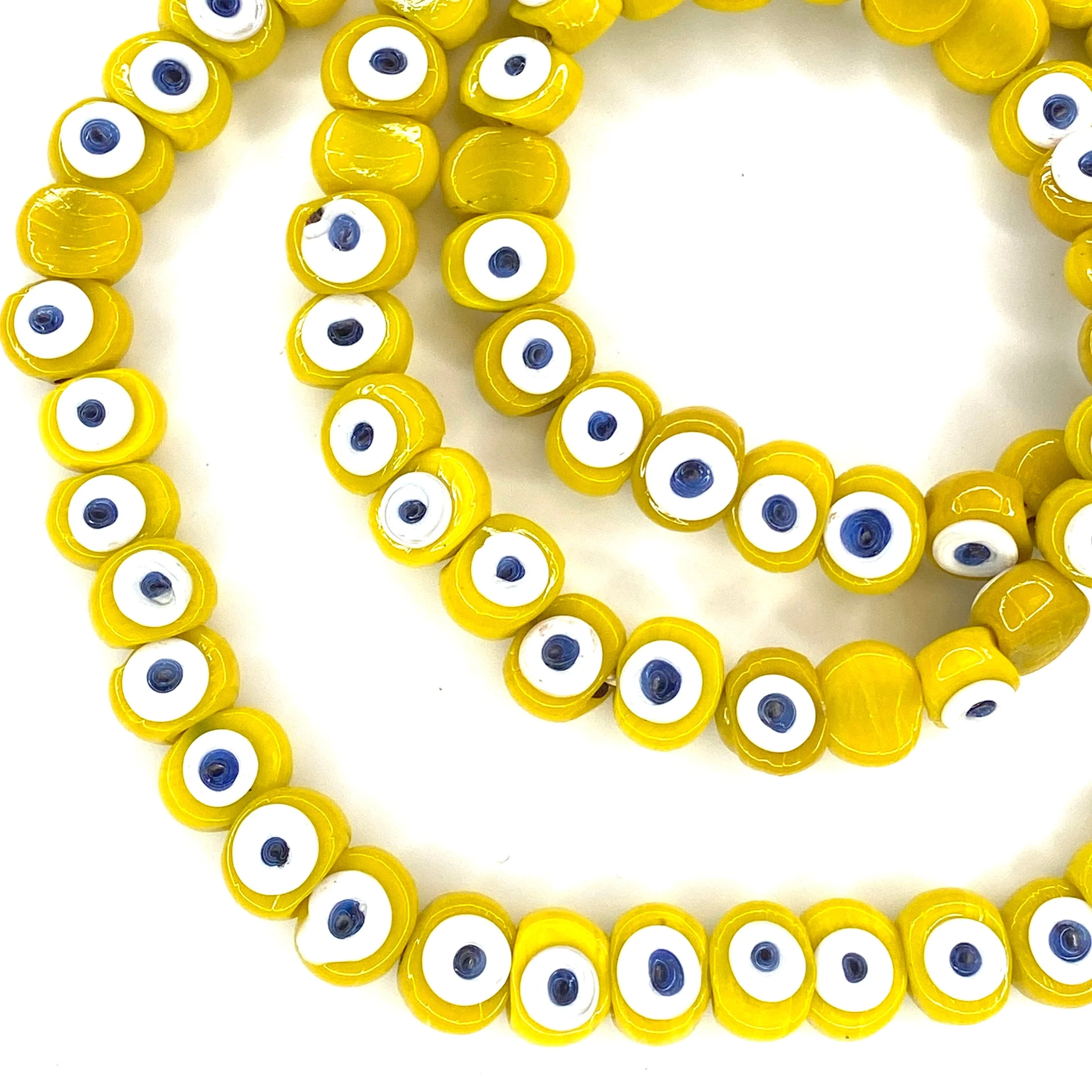Traditional Turkish Artisan Handmade Glass Evil Eye Beads, Large Hole Evil Eye Glass Beads, 5 Beads per pack - Image 2