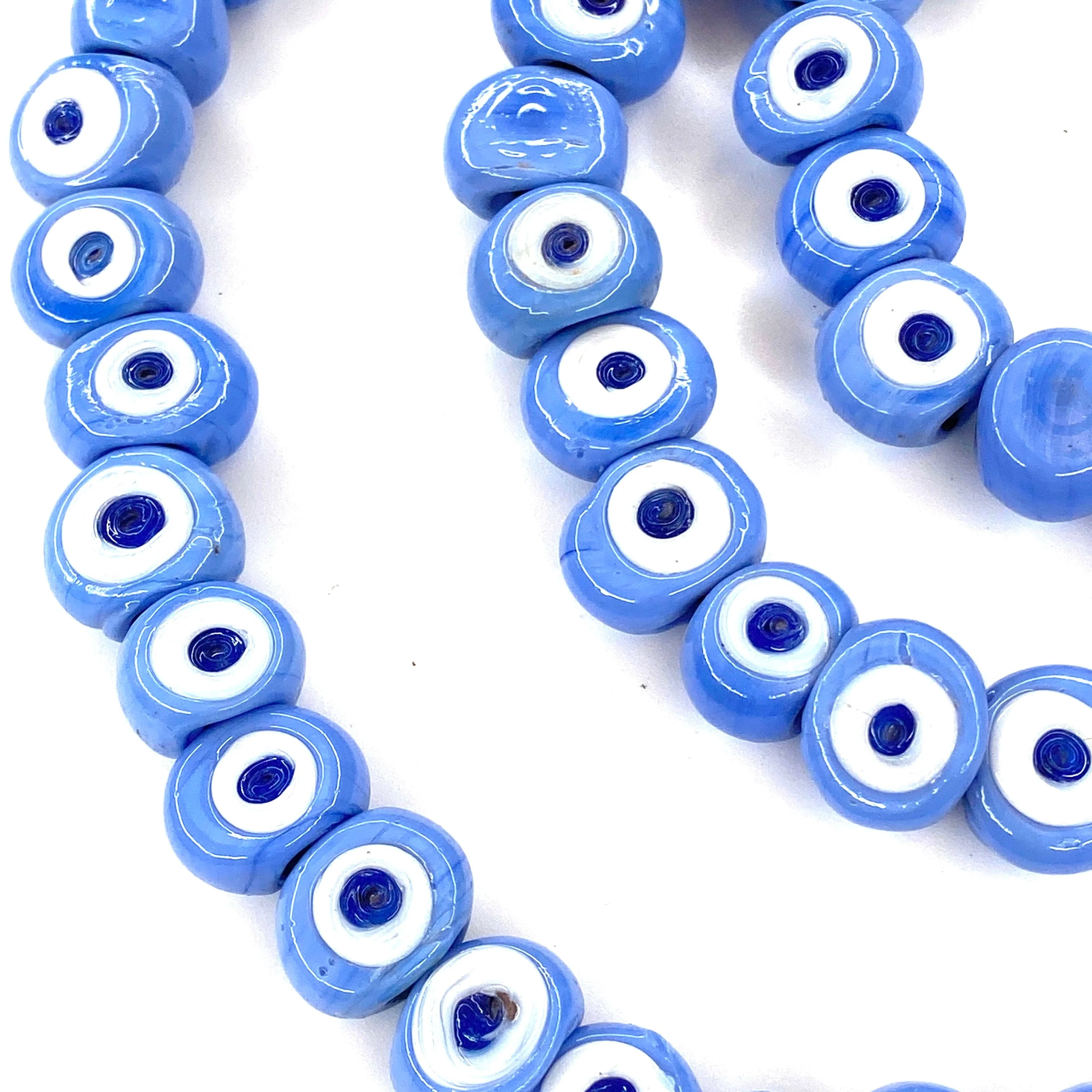 Traditional Turkish Artisan Handmade Glass Evil Eye Beads, Large Hole Evil Eye Glass Beads, 5 Beads per pack - Image 3