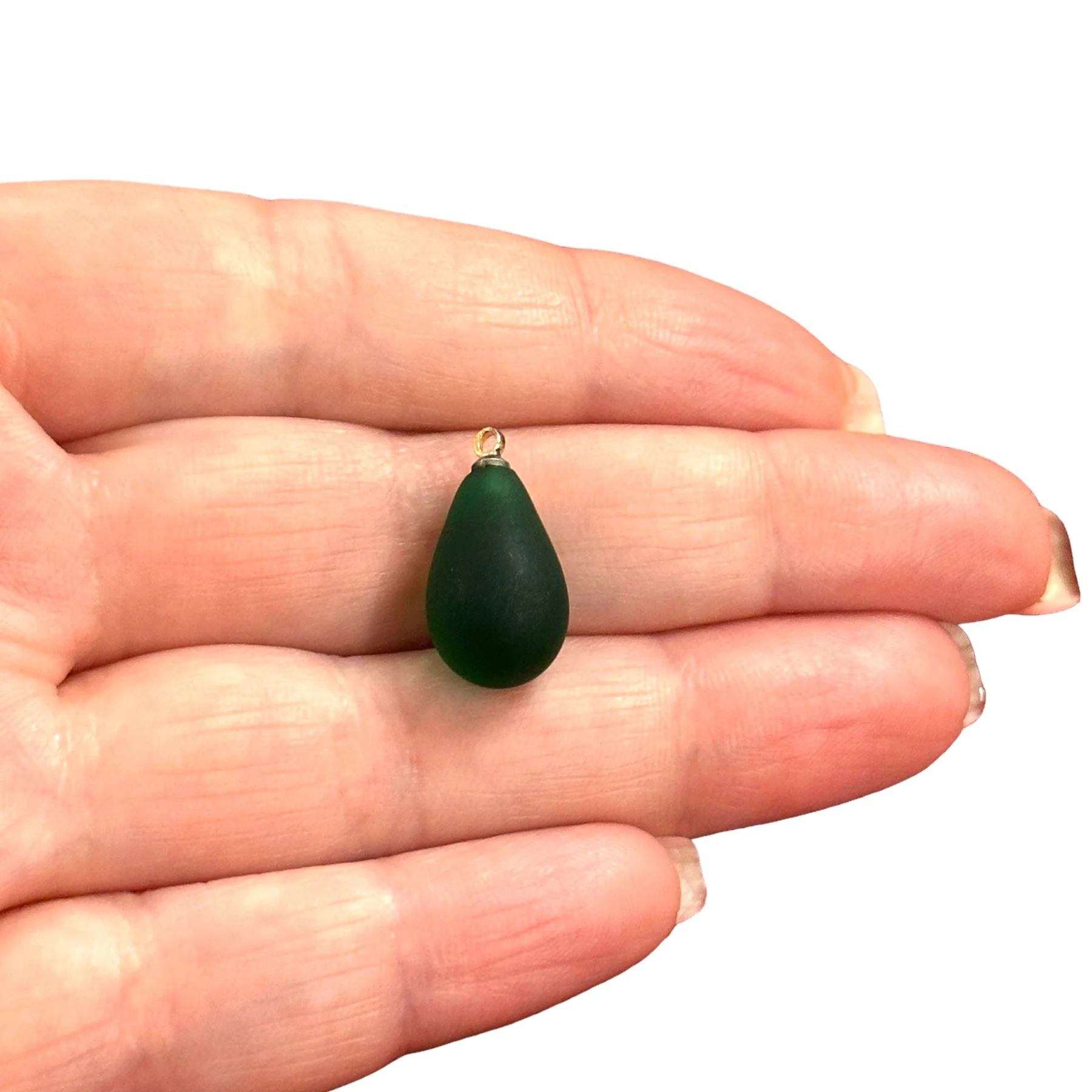 Hand Made Murano Glass Frosted Drop Charm With 24Kt Gold Plated Pin - Image 2