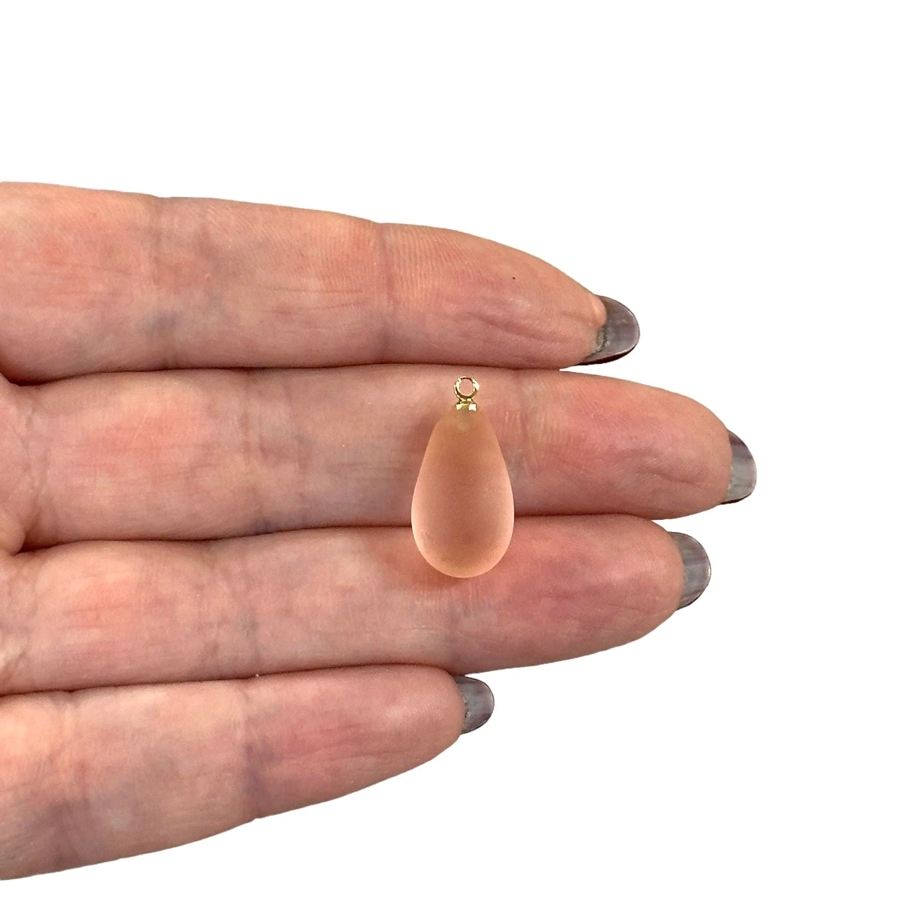 Hand Made Murano Glass Frosted Drop Charm With 24Kt Gold Plated Pin