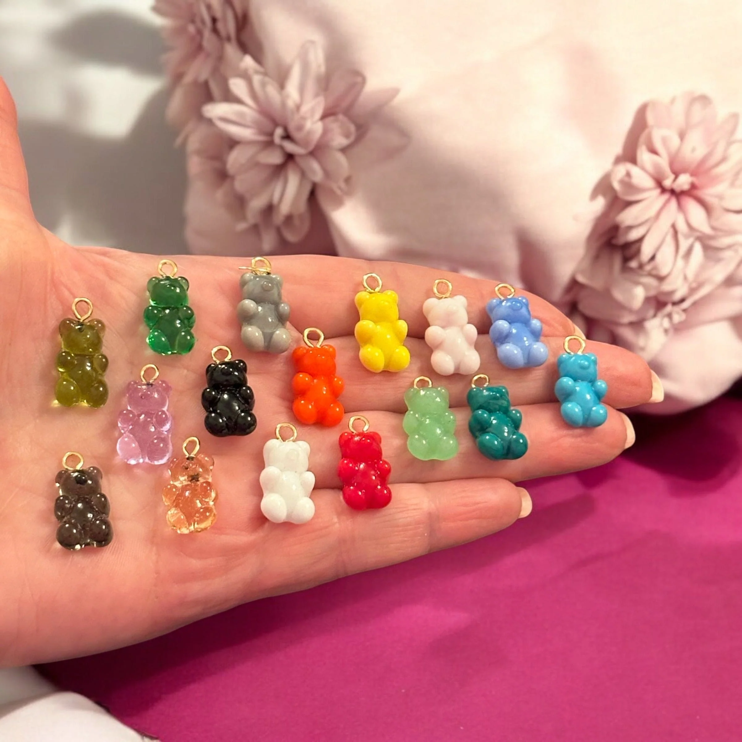 Hand Made Murano Glass Jelly Bear Charm, Murano Bear Pendant, Gummy Bear Earring Charm - Image 2