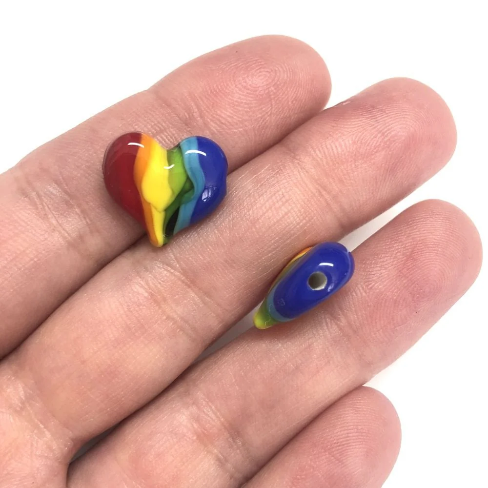 Hand Made Murano Glass Rainbow Heart Charm - Image 2