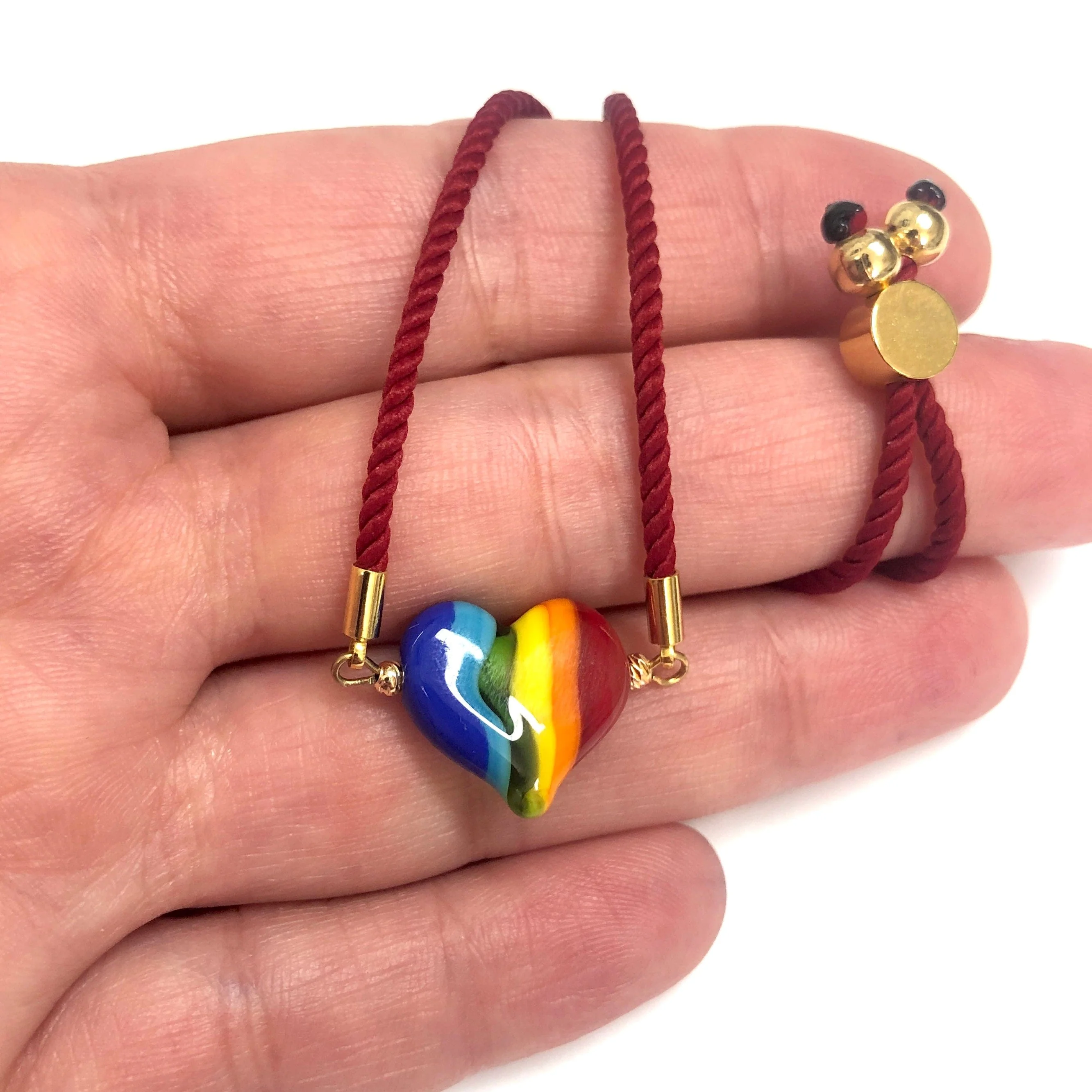 Hand Made Murano Glass Rainbow Heart Charm - Image 3