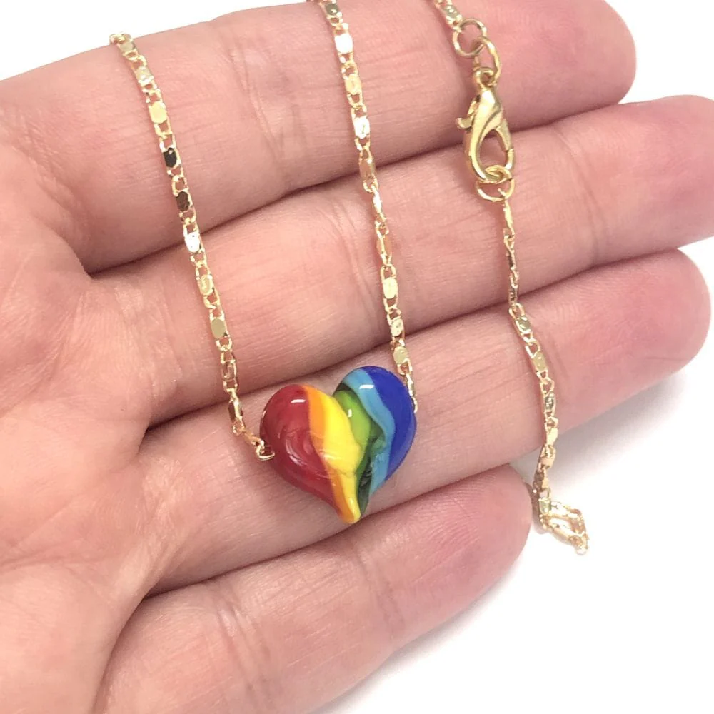 Hand Made Murano Glass Rainbow Heart Charm - Image 4